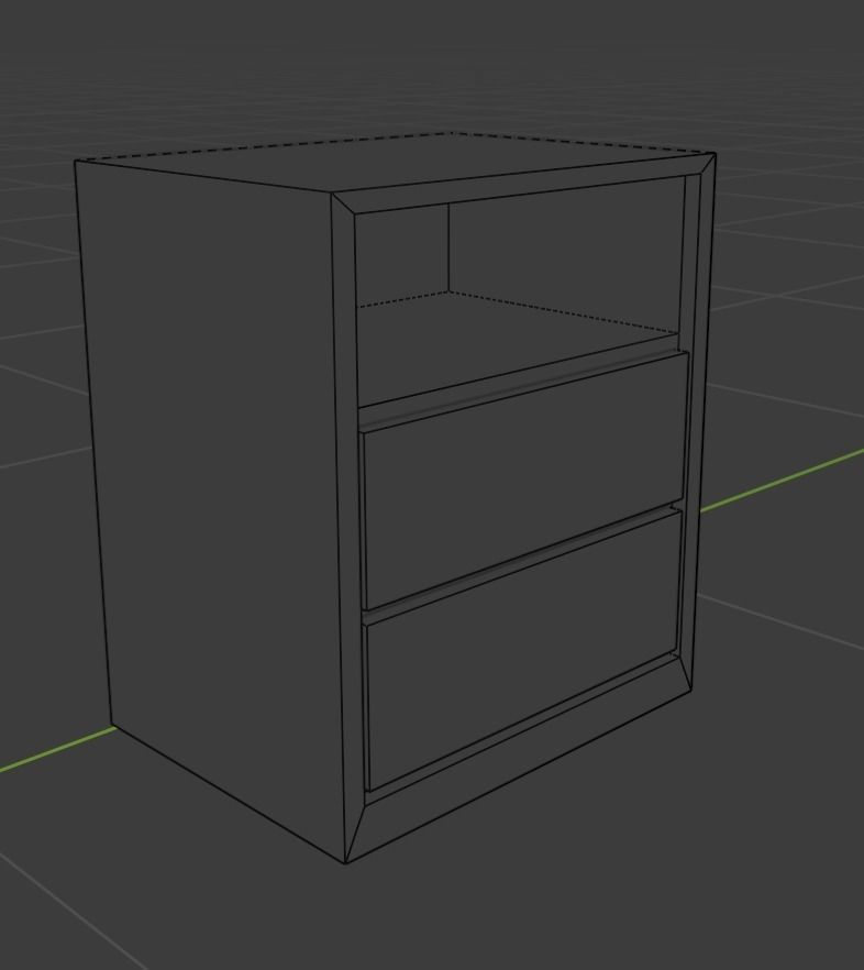 Modern Wooden Drawer and Night Table Low-poly 3D model_6