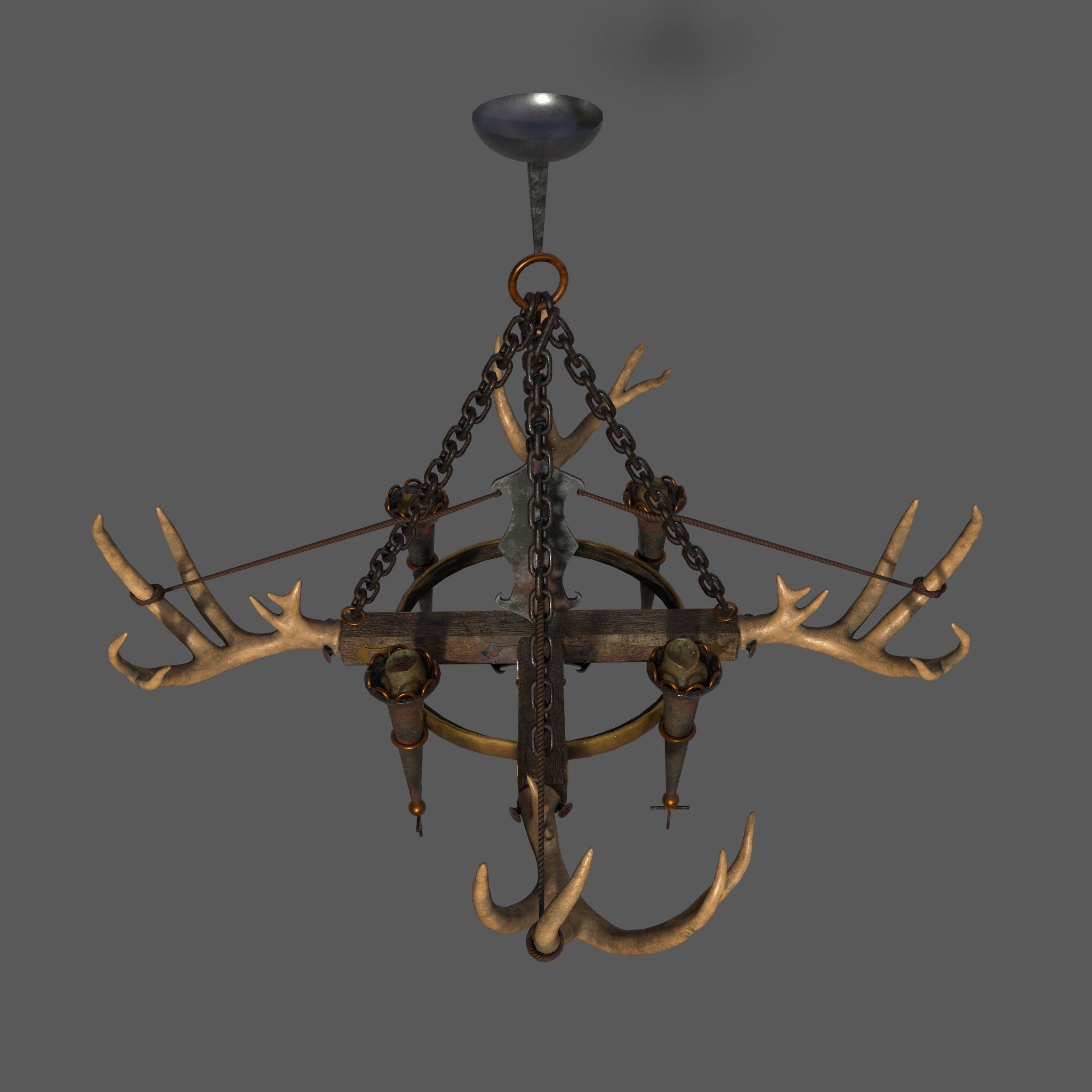 Medieval Antler Chandelier Design Three  Low-poly 3D model_6