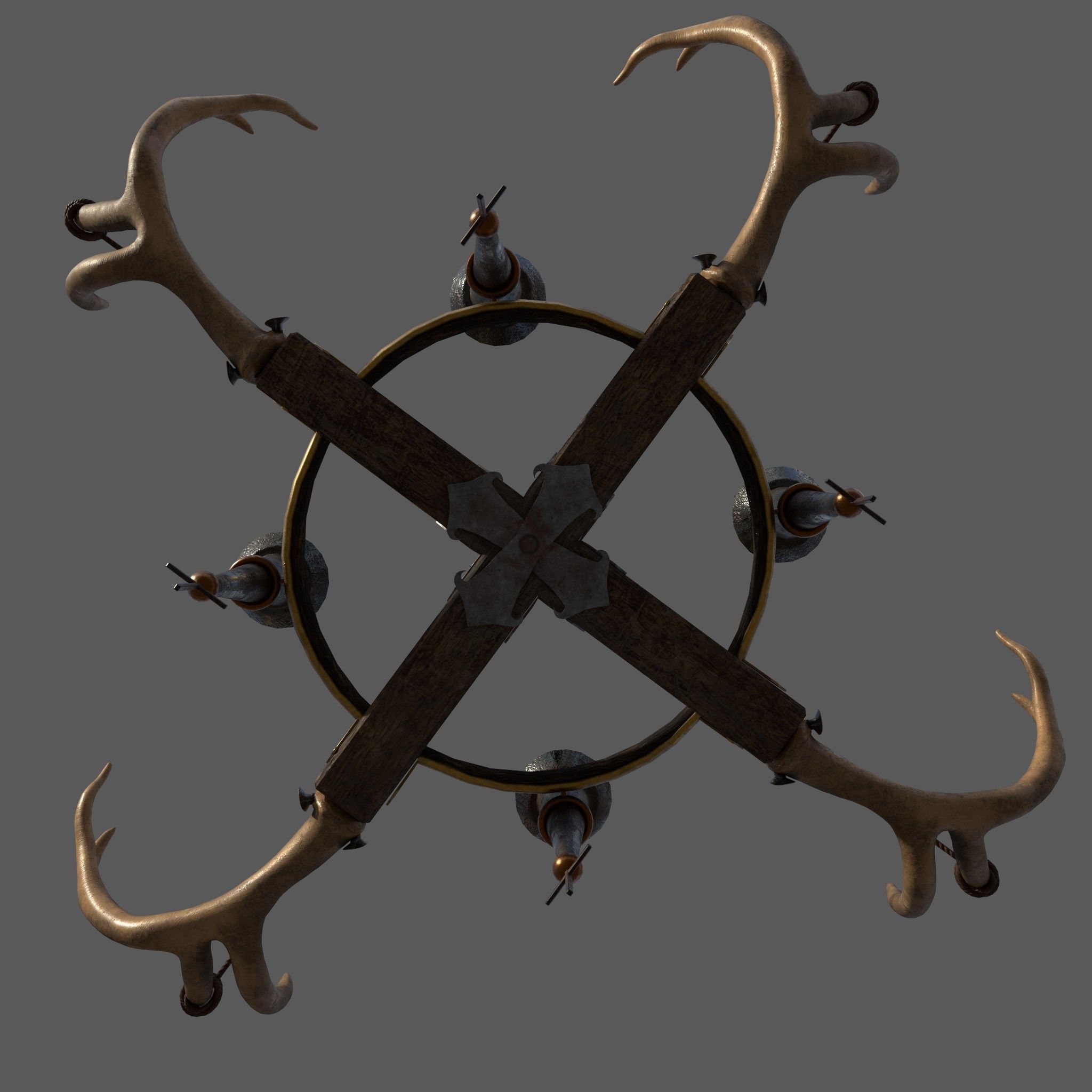 Medieval Antler Chandelier Design Three  Low-poly 3D model_21