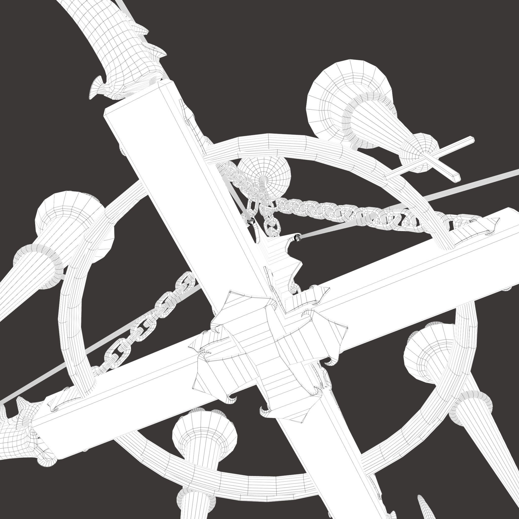 Medieval Antler Chandelier Design Three  Low-poly 3D model_44