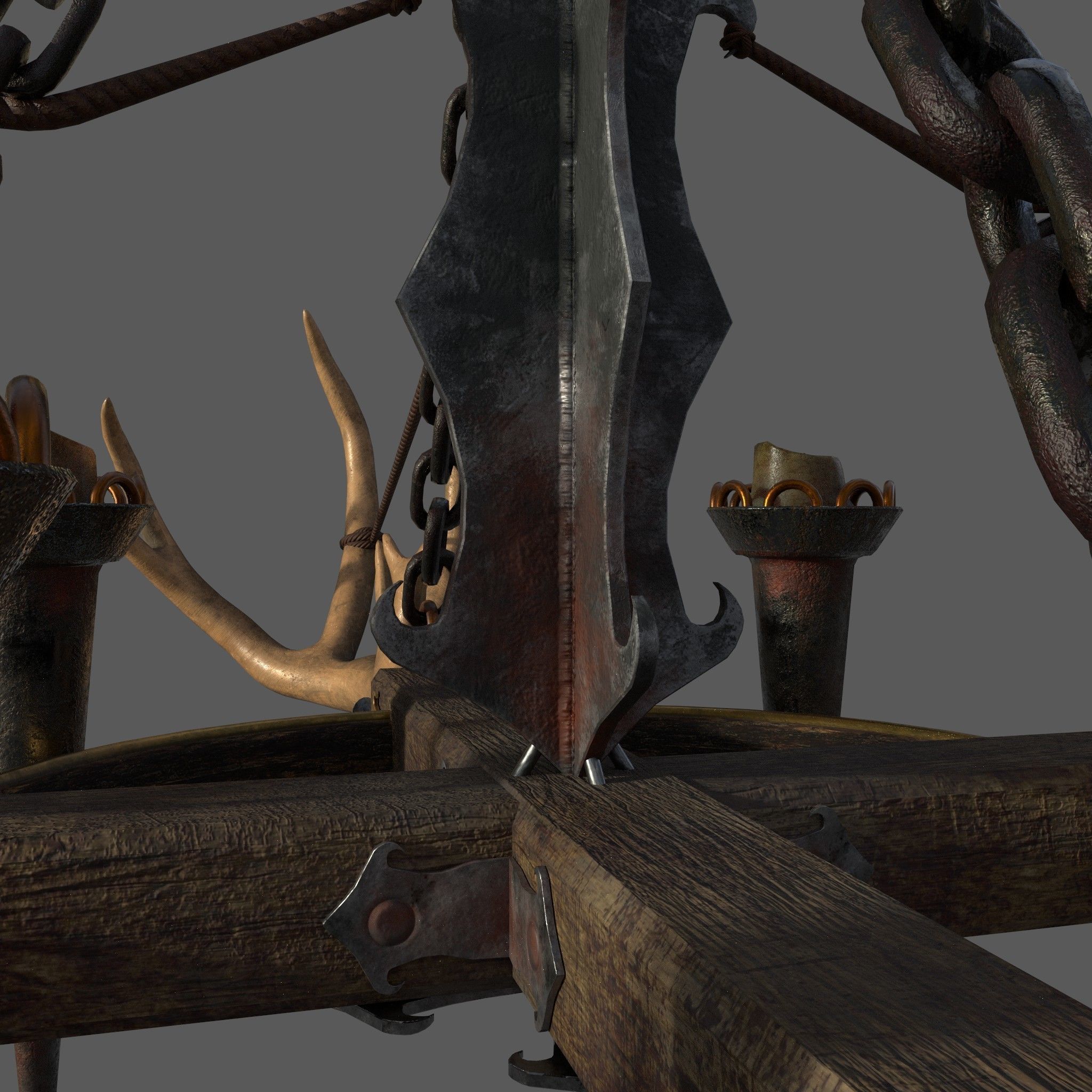 Medieval Antler Chandelier Design Three  Low-poly 3D model_15