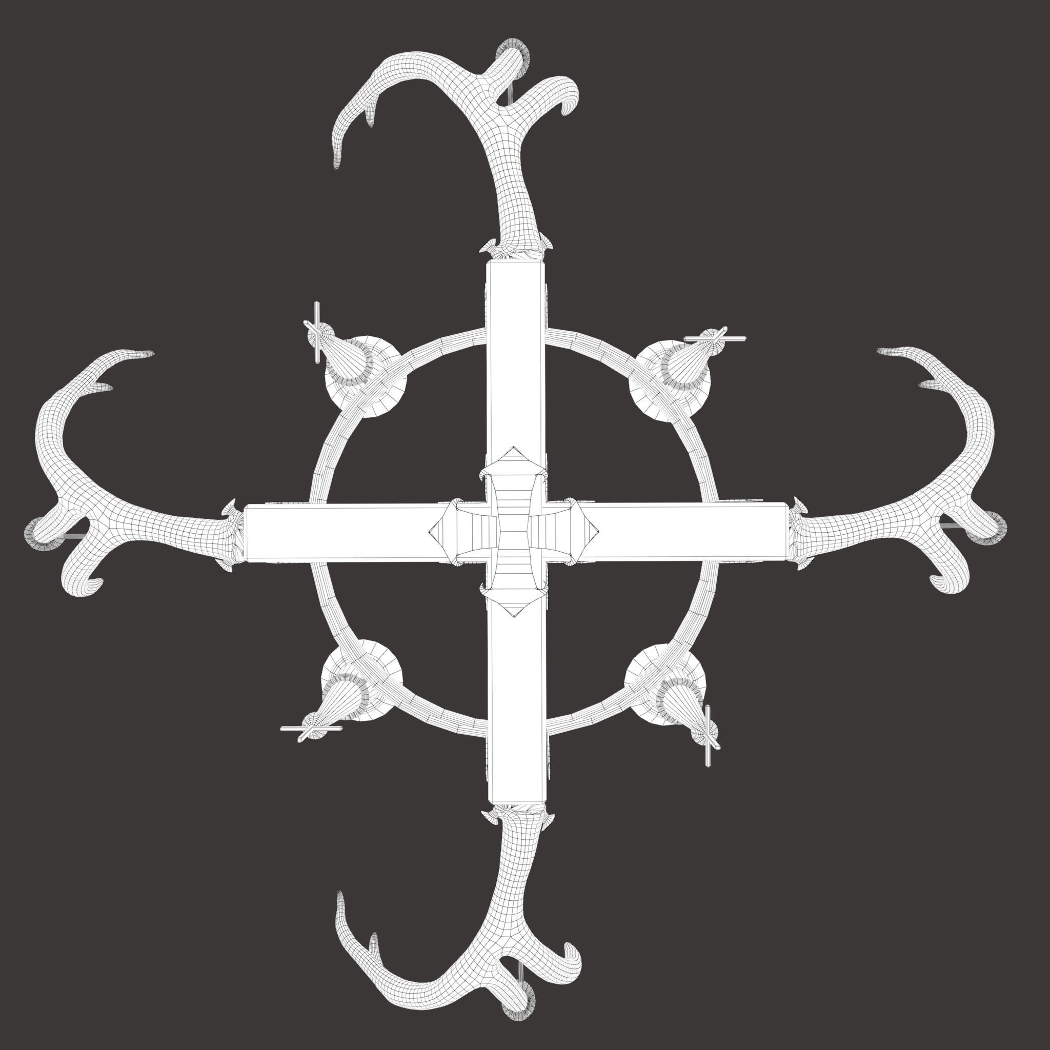 Medieval Antler Chandelier Design Three  Low-poly 3D model_40