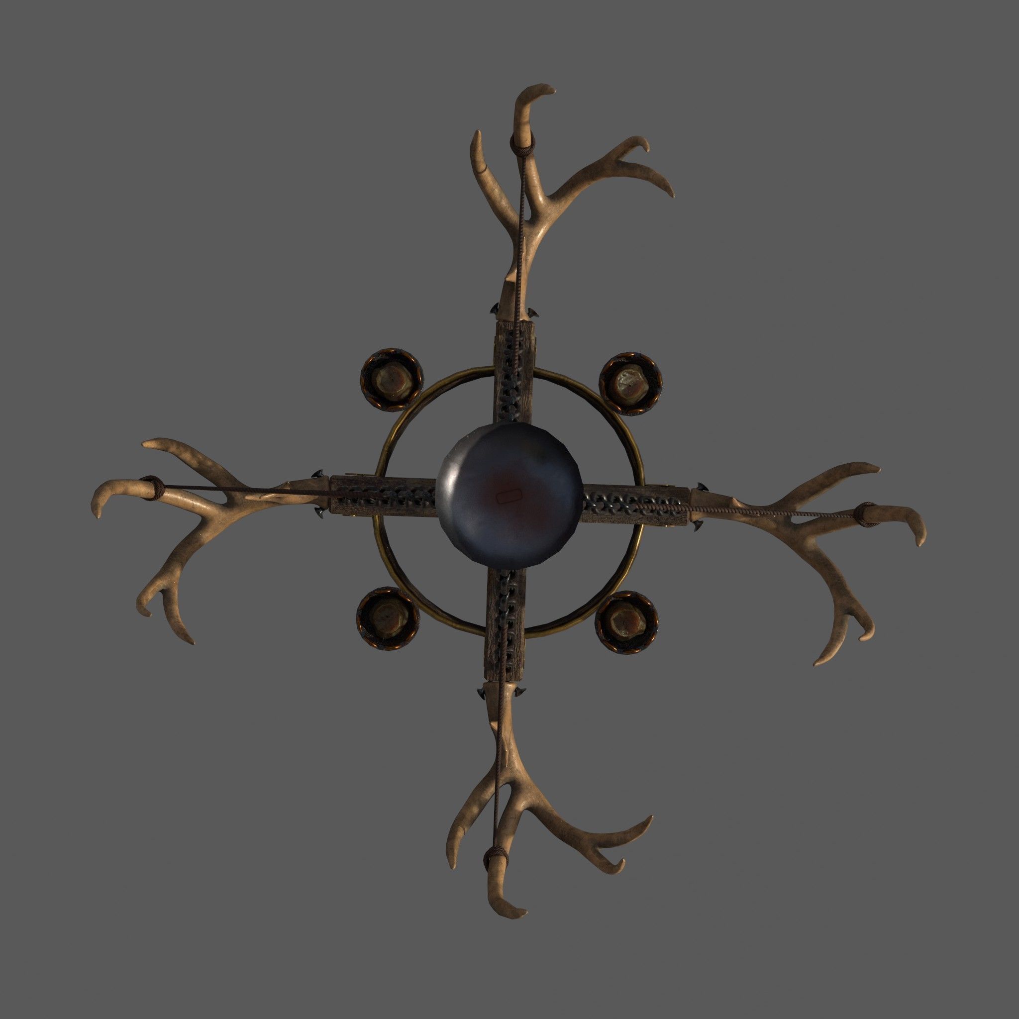 Medieval Antler Chandelier Design Three  Low-poly 3D model_9
