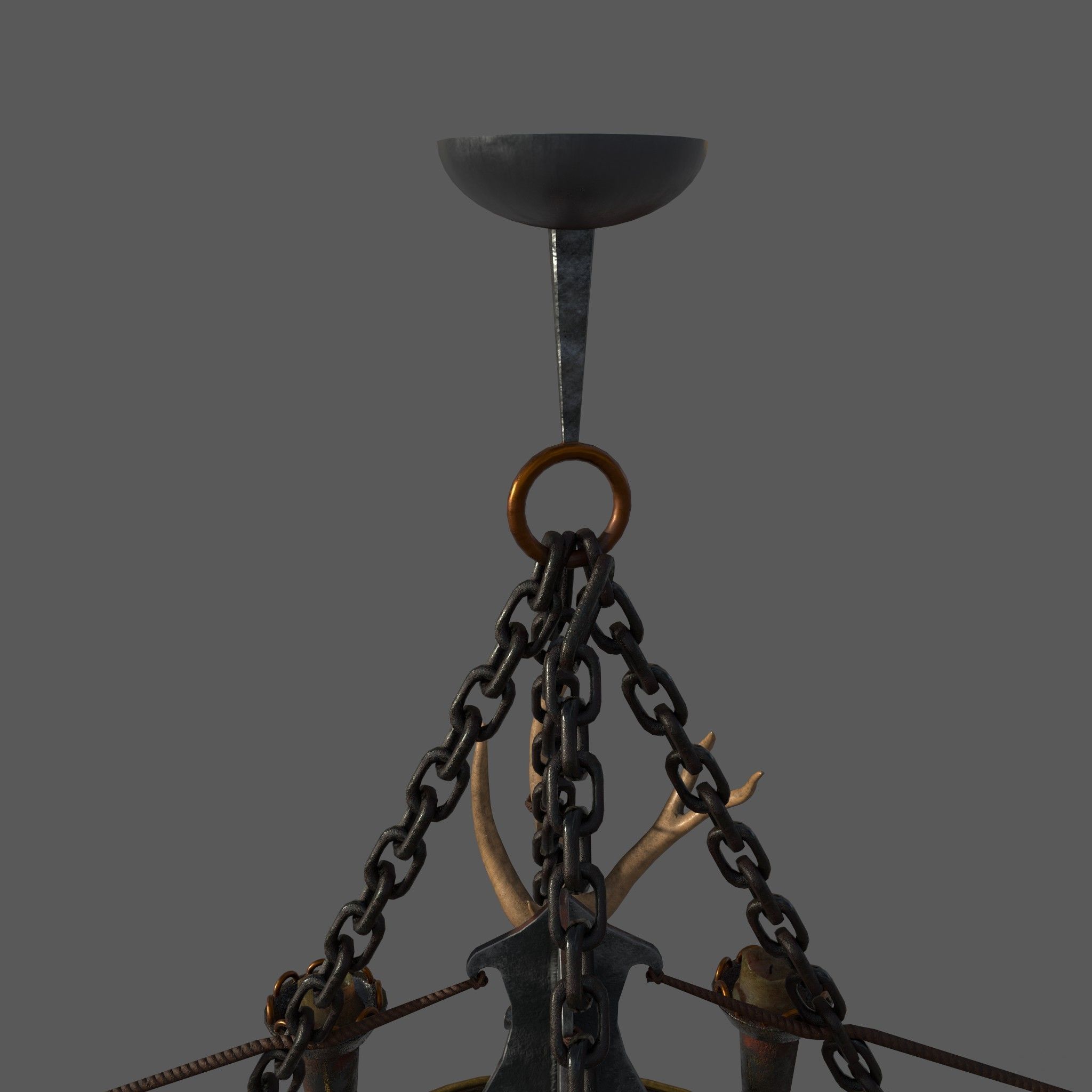 Medieval Antler Chandelier Design Three  Low-poly 3D model_10