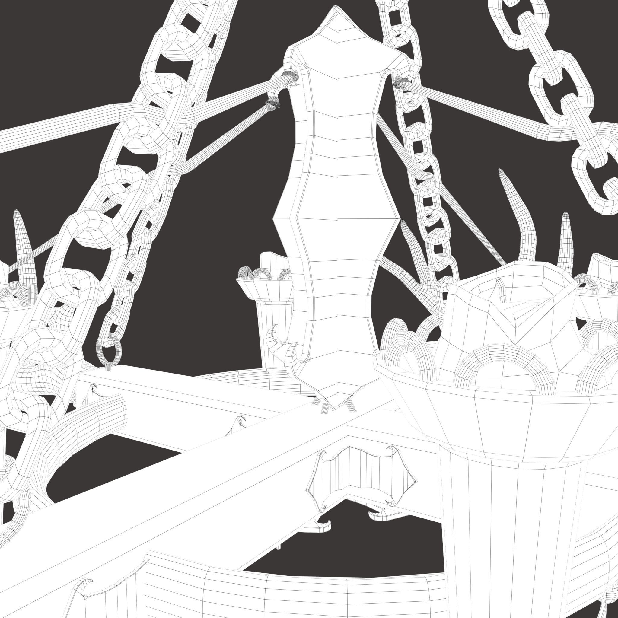 Medieval Antler Chandelier Design Three  Low-poly 3D model_41