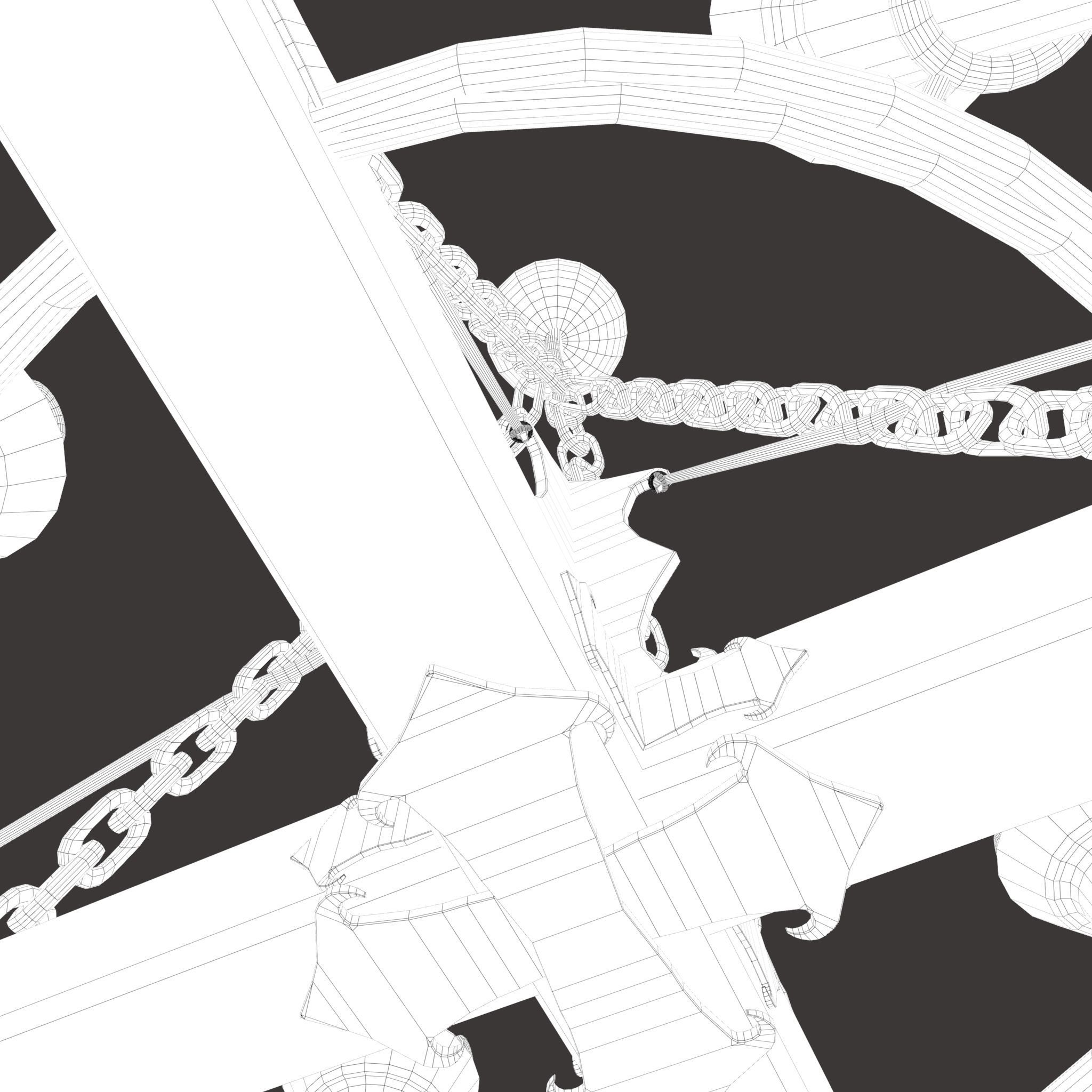 Medieval Antler Chandelier Design Three  Low-poly 3D model_39