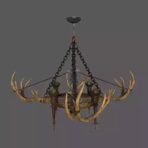 Medieval Antler Chandelier Design Three  Low-poly 3D model