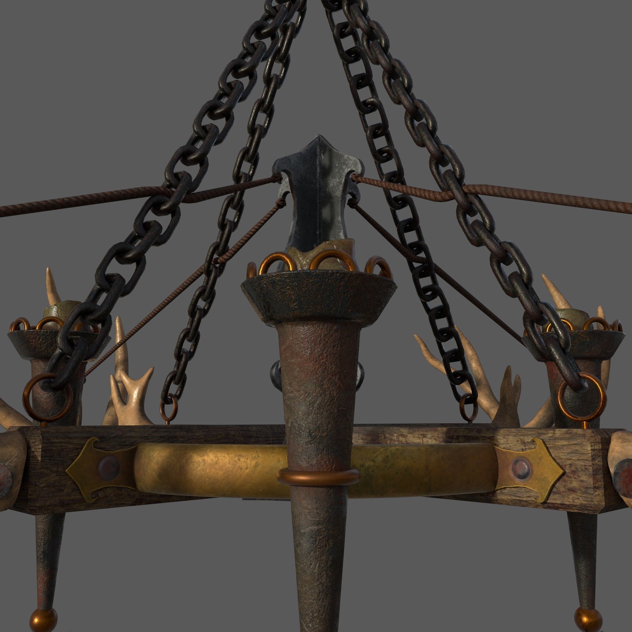 Medieval Antler Chandelier Design Three  Low-poly 3D model_20