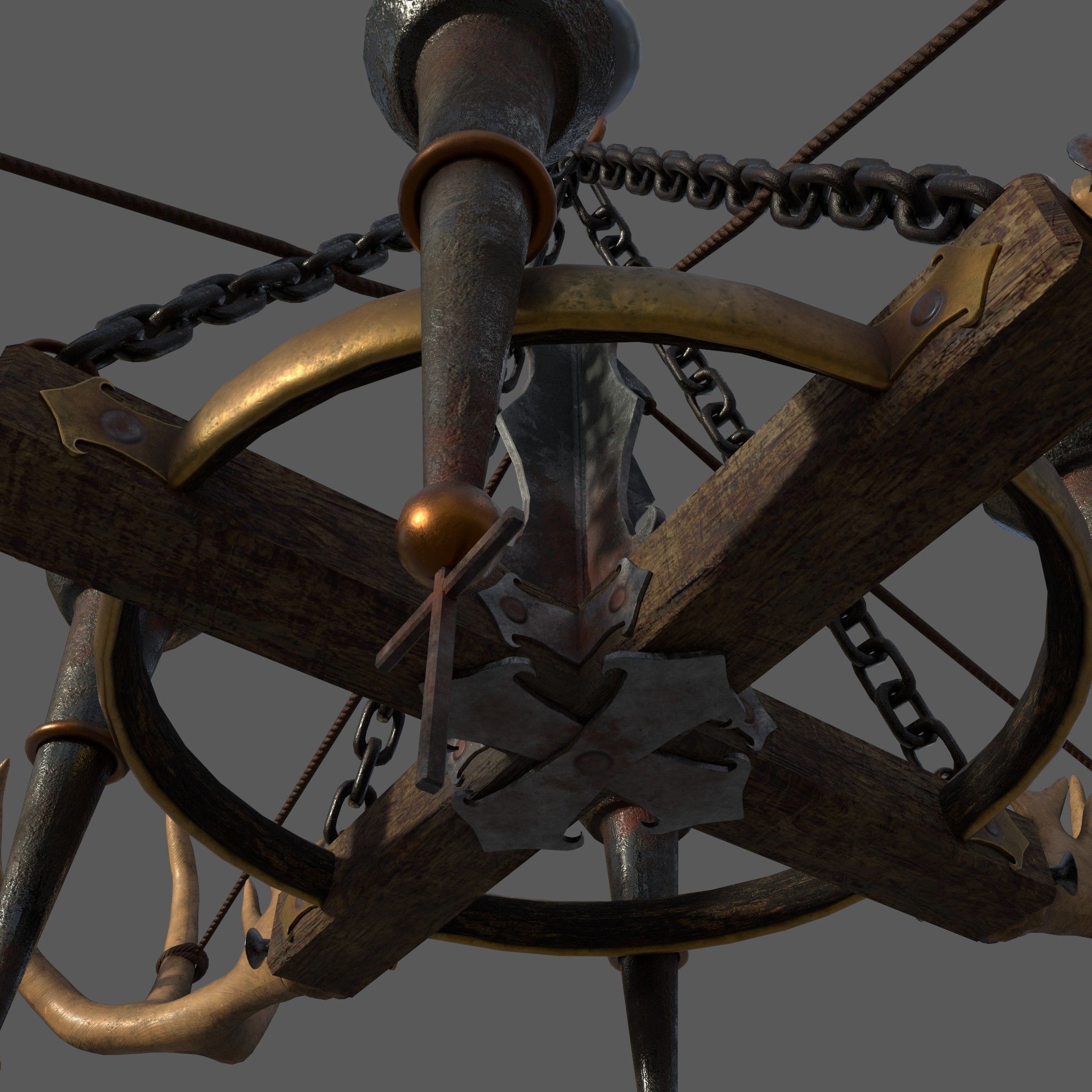 Medieval Antler Chandelier Design Three  Low-poly 3D model_24