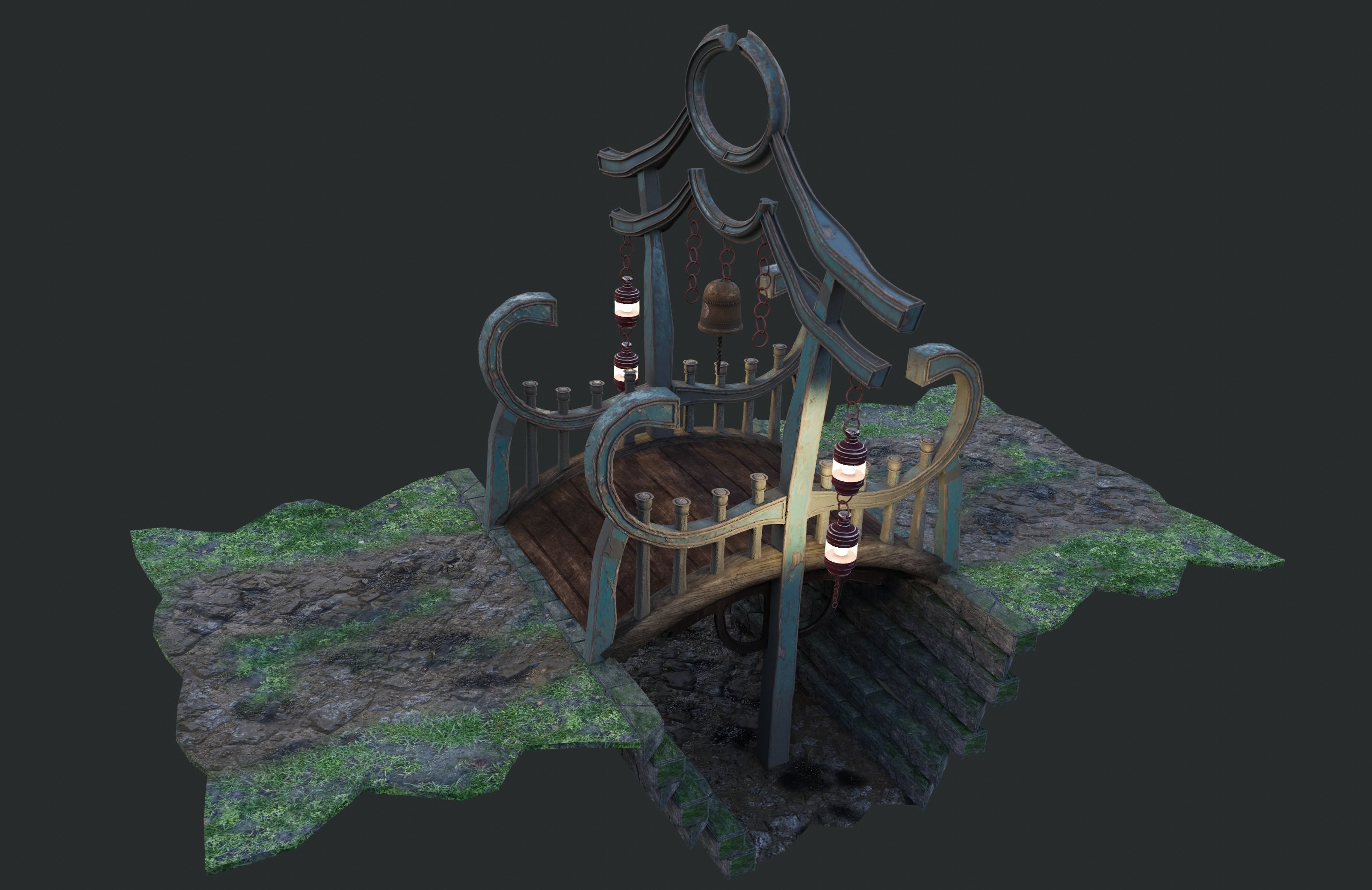 China Old wooden Bridge 3D model_8