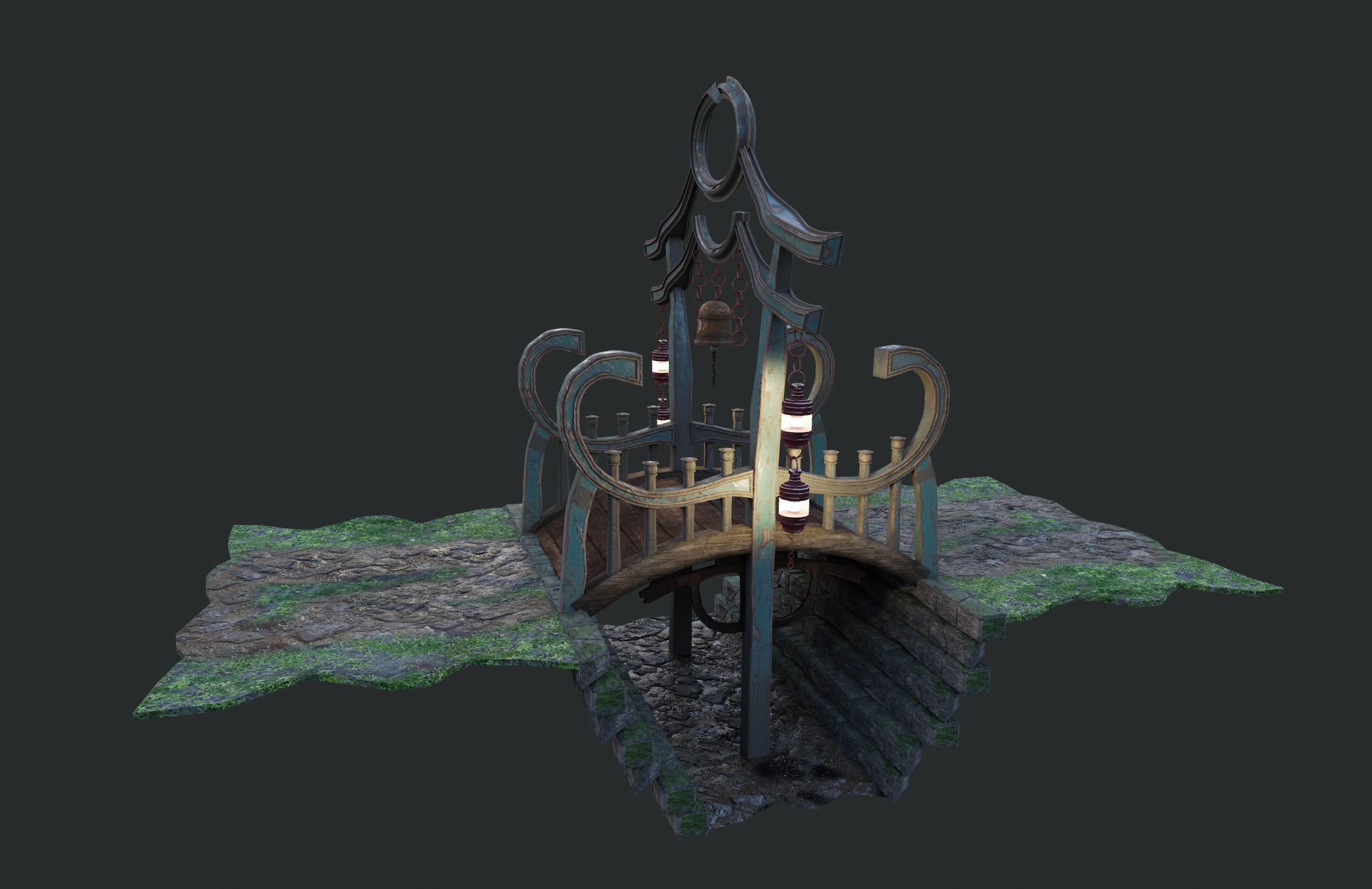 China Old wooden Bridge 3D model_9