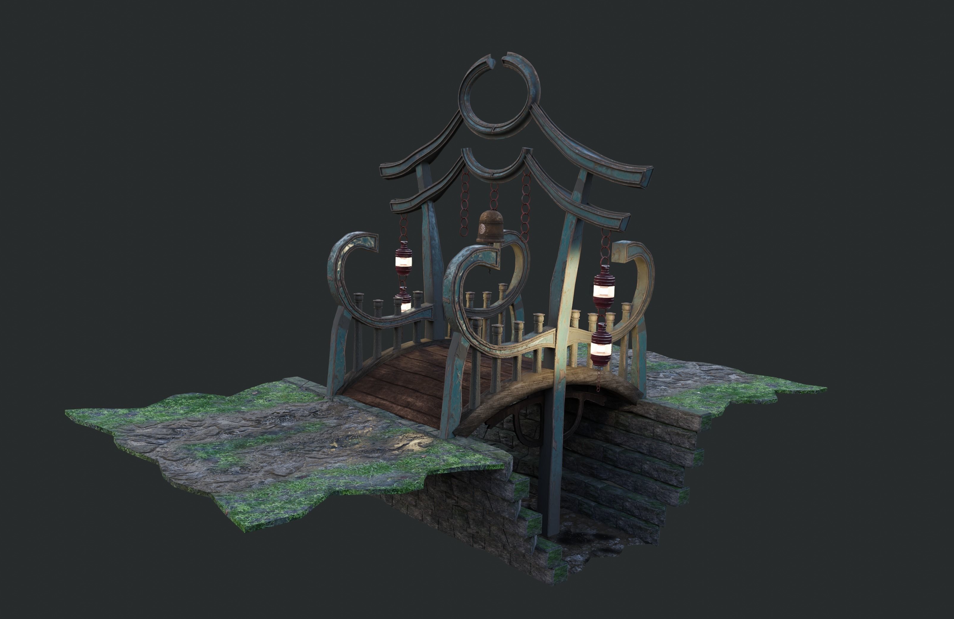 China Old wooden Bridge 3D model_6