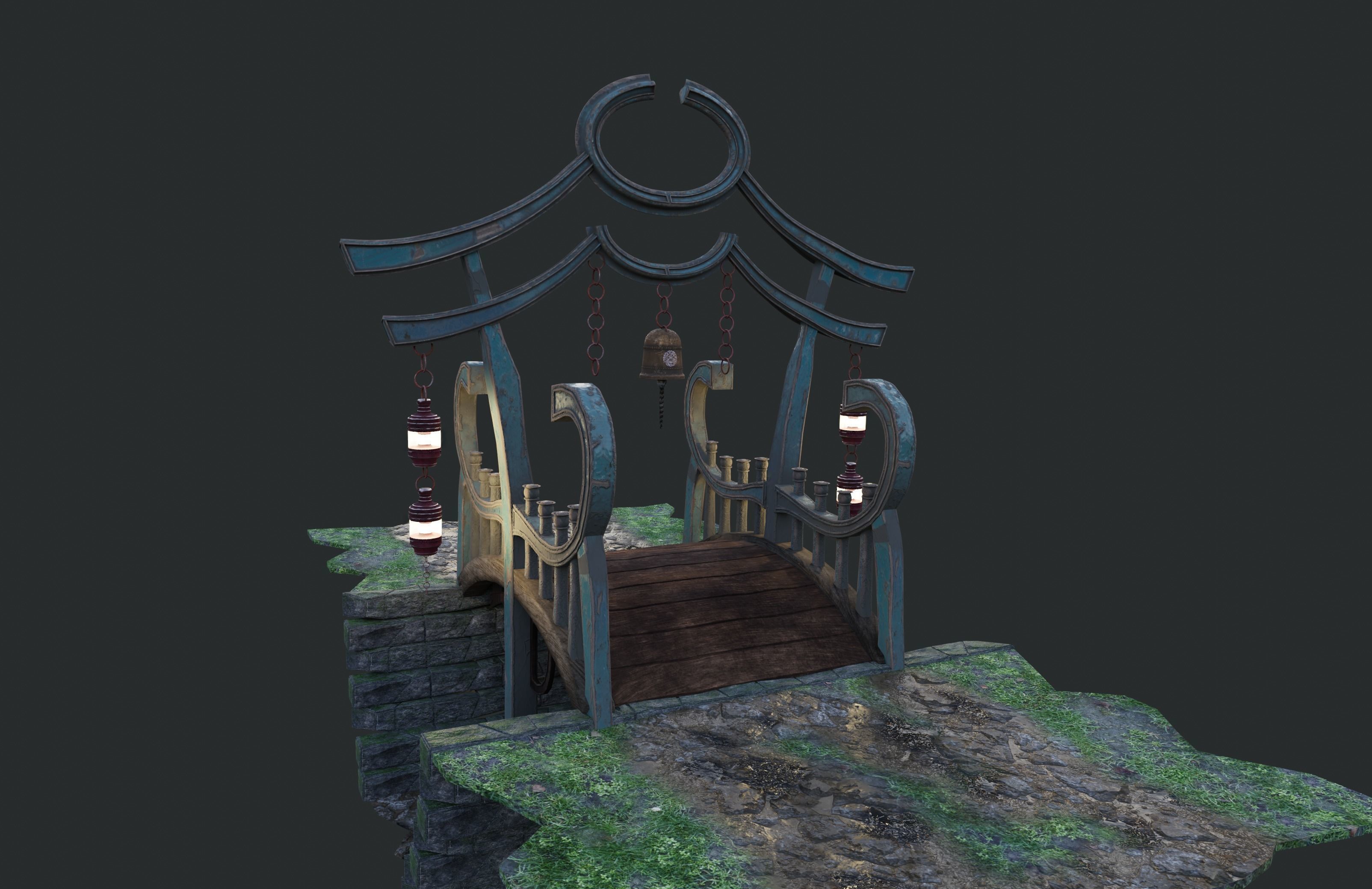 China Old wooden Bridge 3D model_11