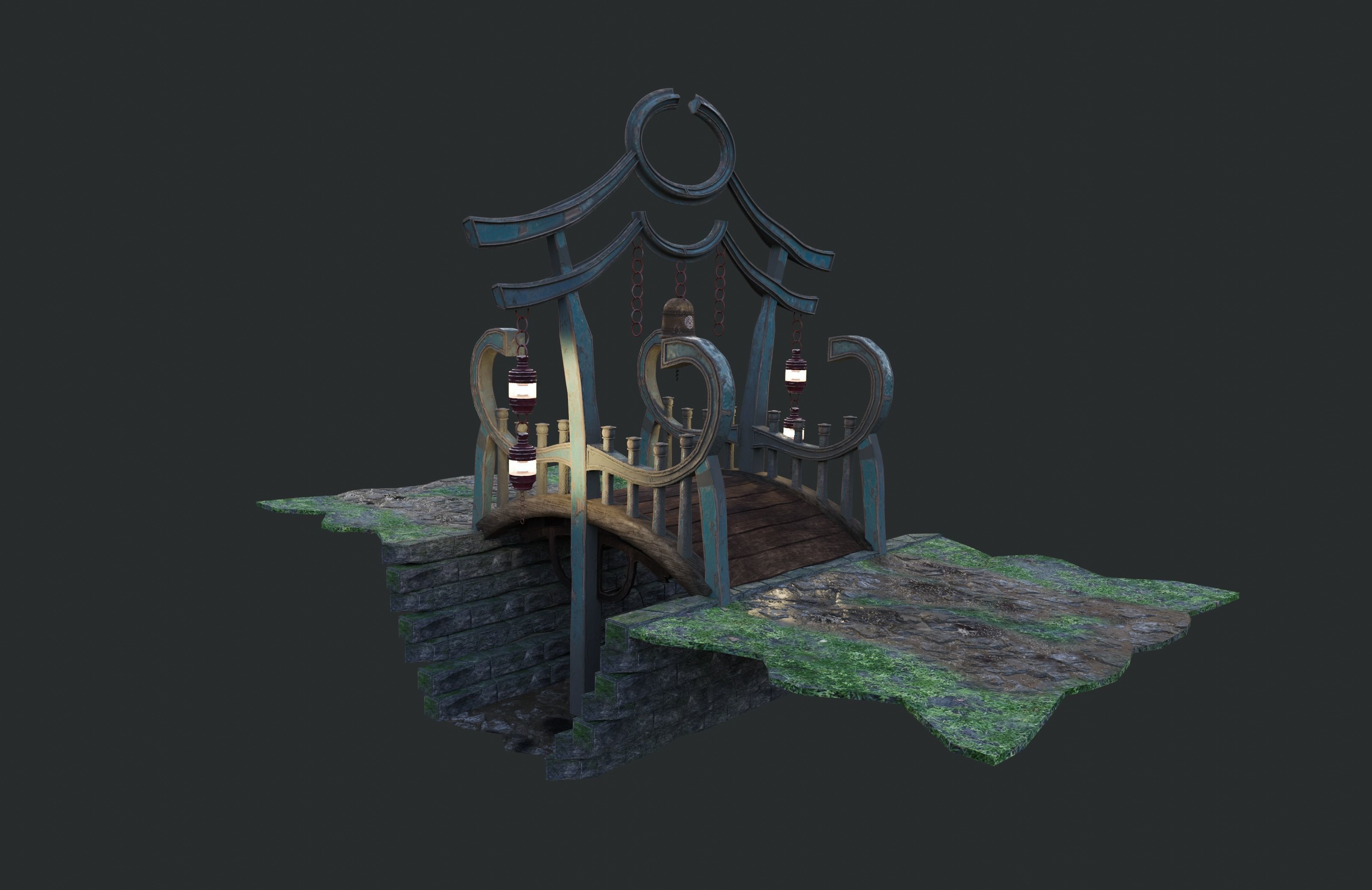 China Old wooden Bridge 3D model_10