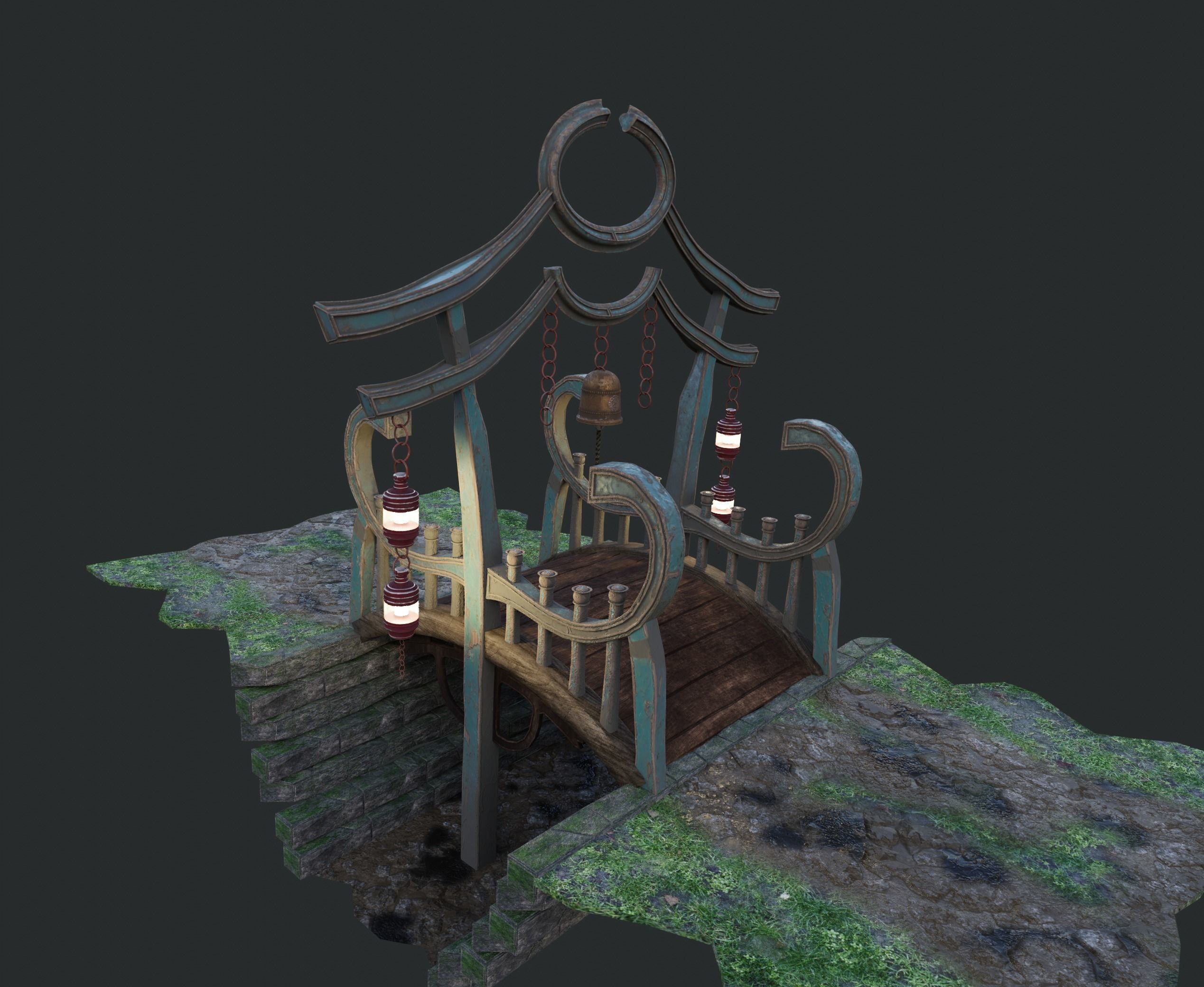 China Old wooden Bridge 3D model_4