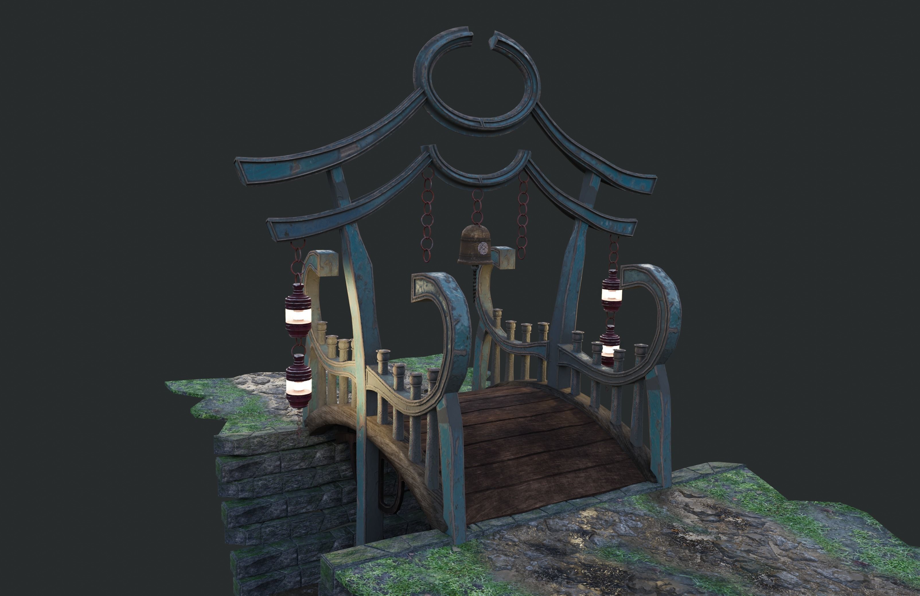 China Old wooden Bridge 3D model_12