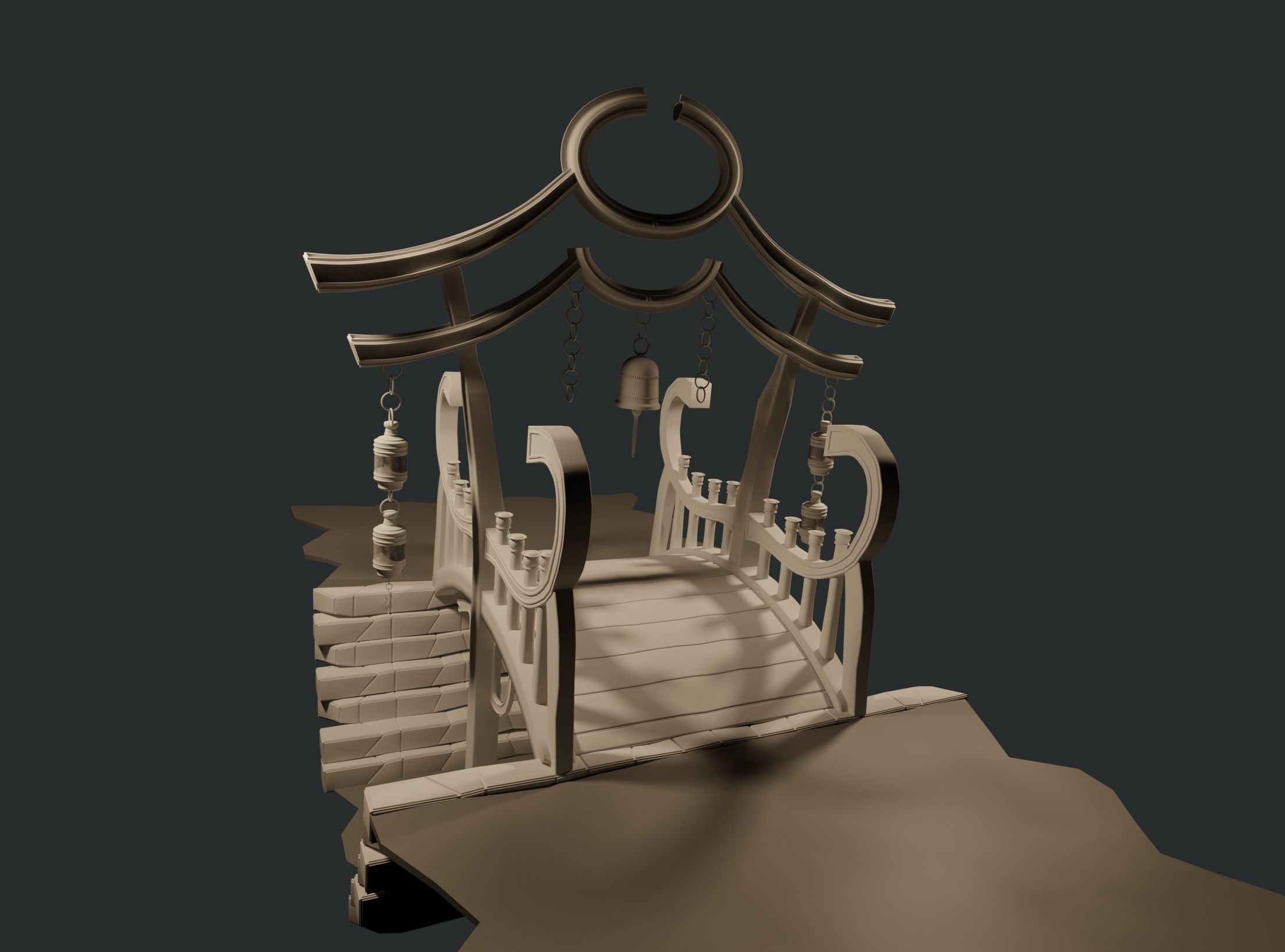 China Old wooden Bridge 3D model_15