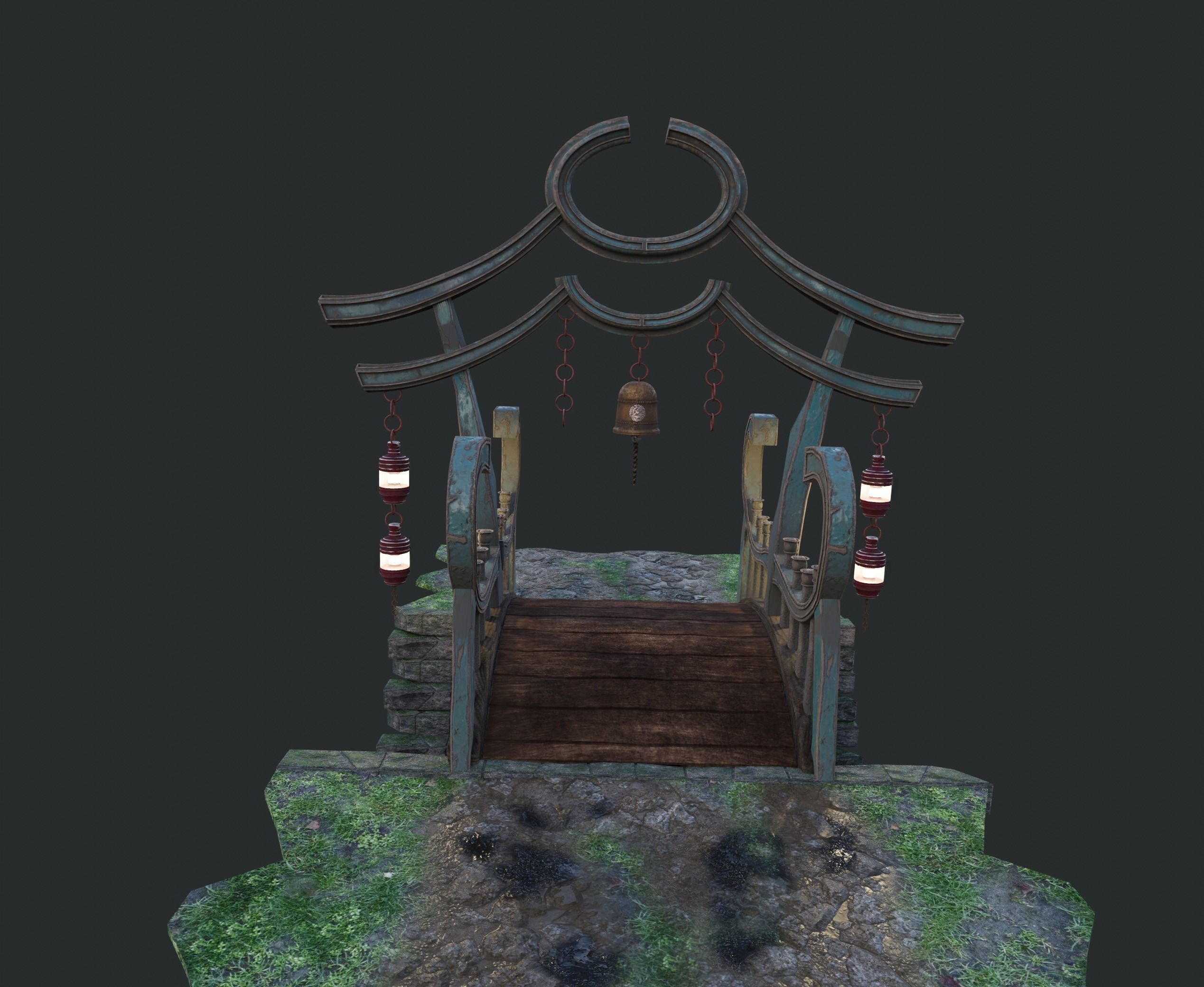 China Old wooden Bridge 3D model_5