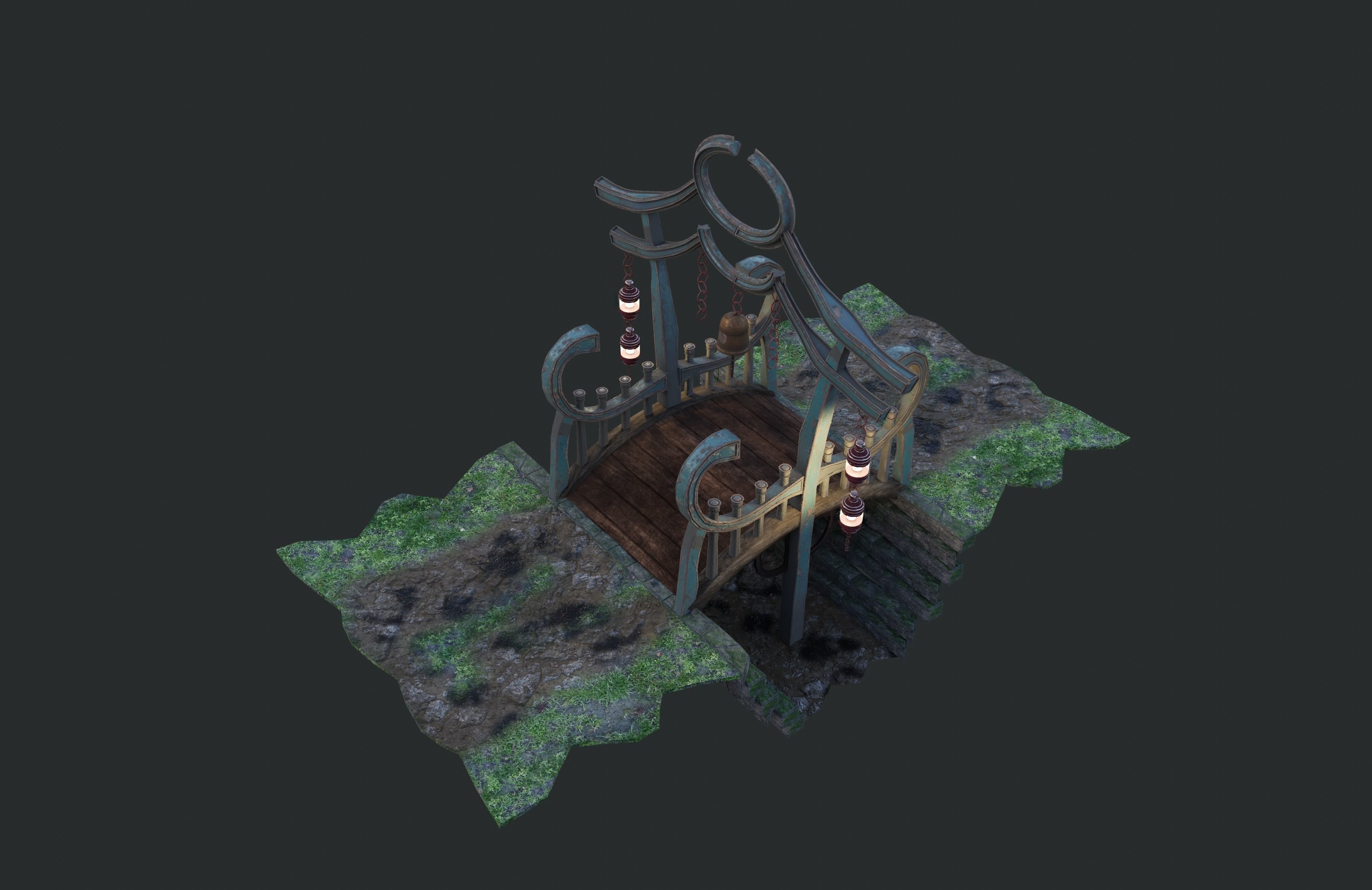 China Old wooden Bridge 3D model_7