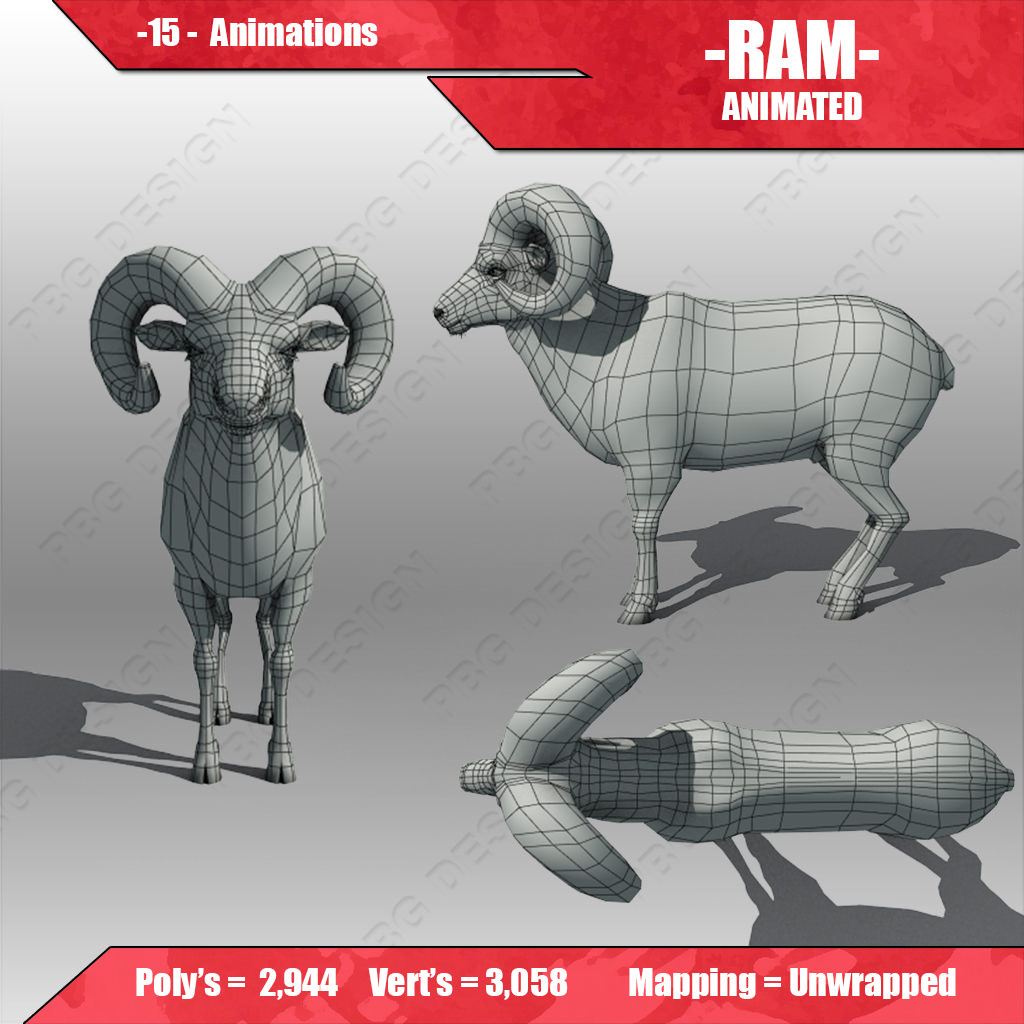 Ram Animated 3D model_4