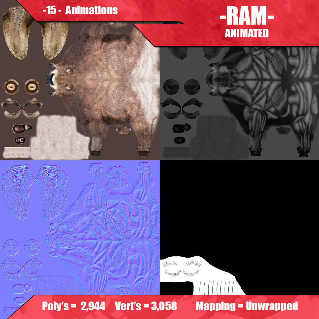 Ram Animated 3D model_3