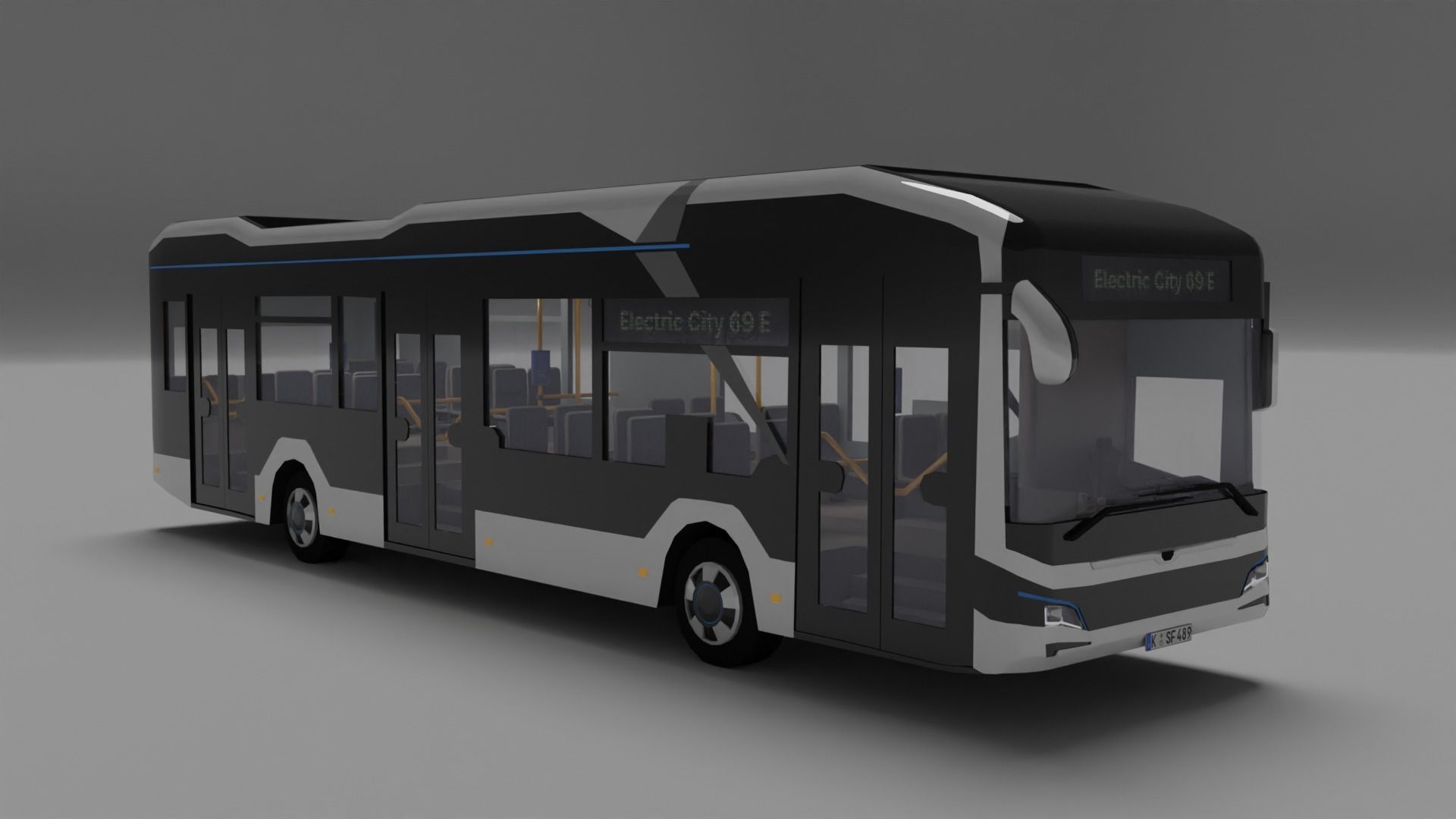 European electric City Bus - License free 3D model_1