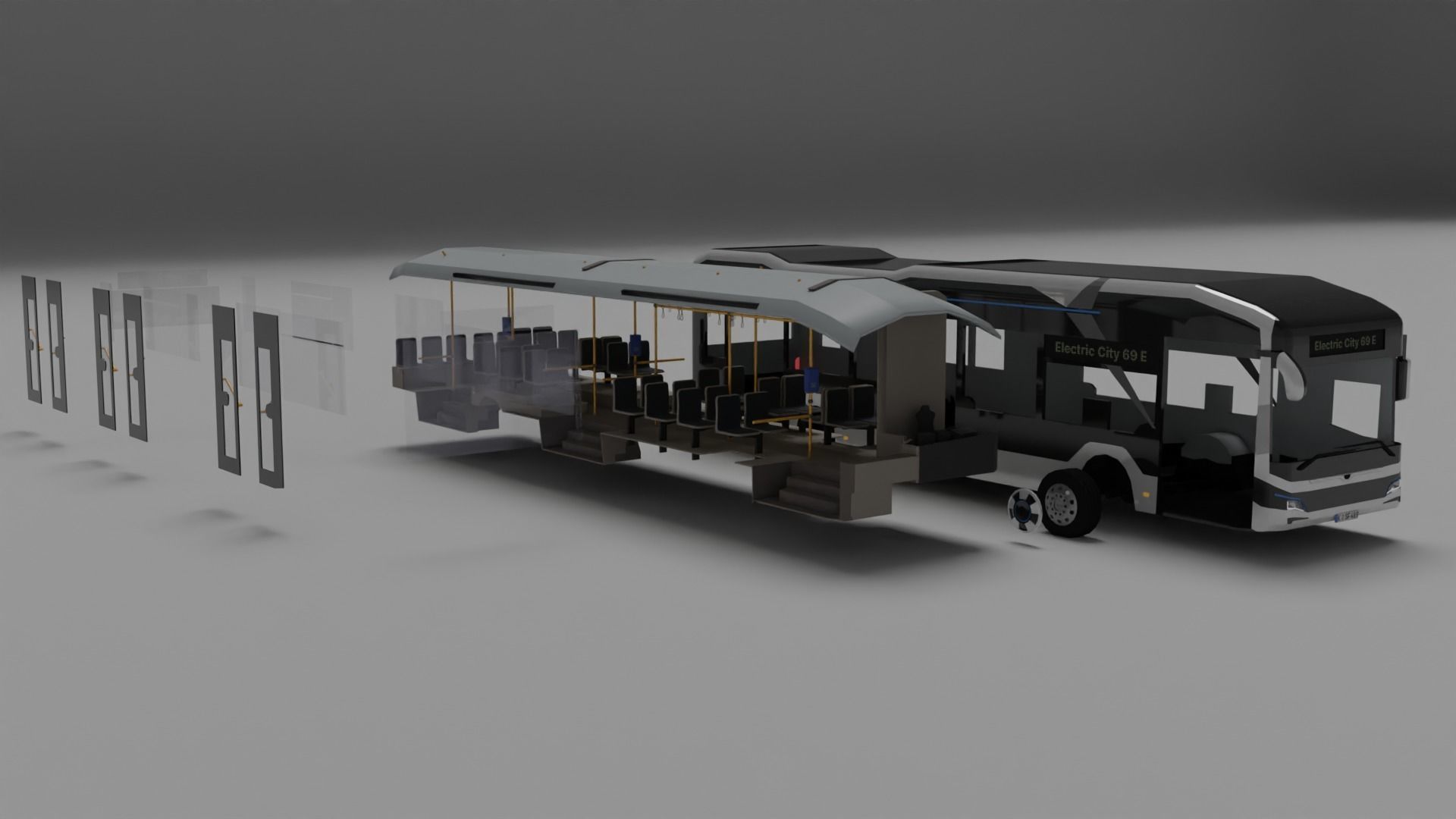 European electric City Bus - License free 3D model_8
