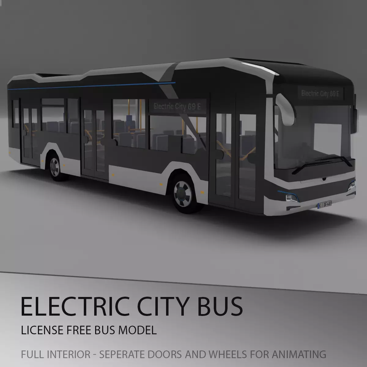 European electric City Bus - License free 3D model_0