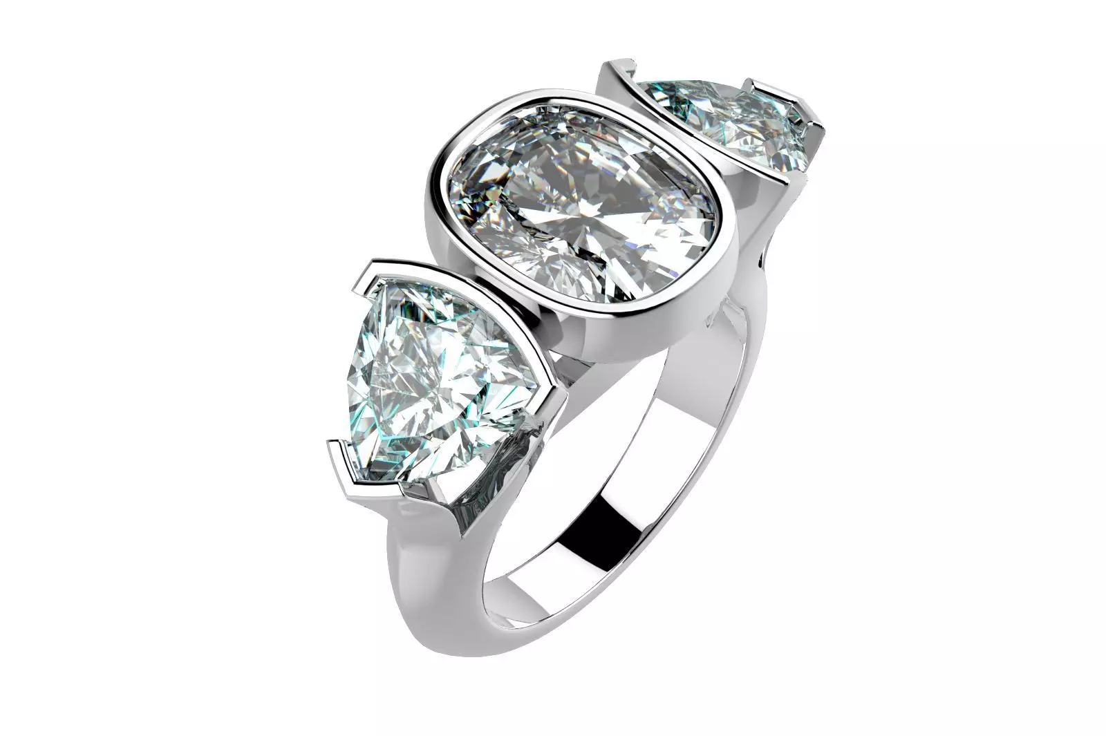 Trinity massive ring with stones 3D print model