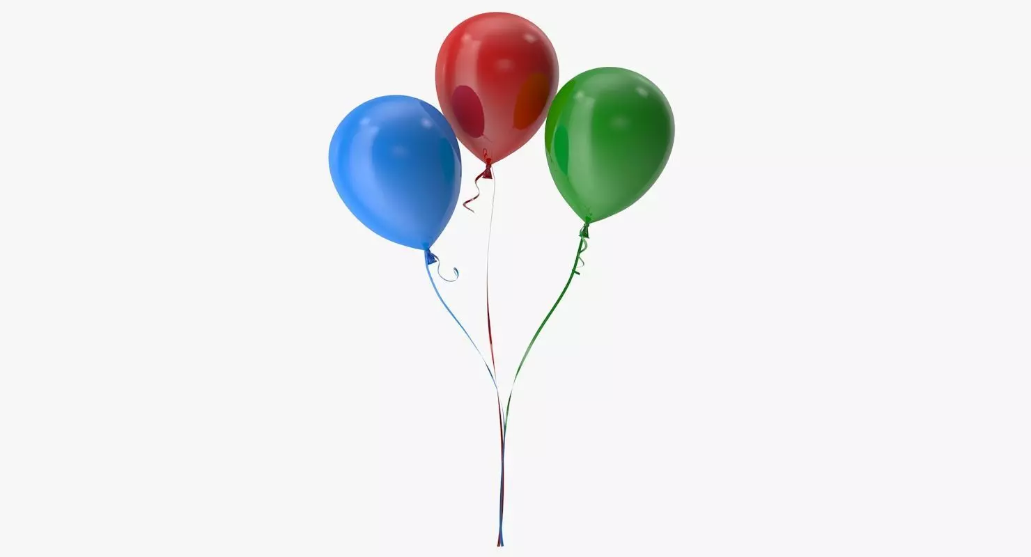 Colorful Balloons Low-poly 3D model_0