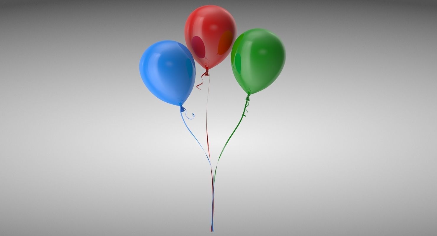Colorful Balloons Low-poly 3D model_2