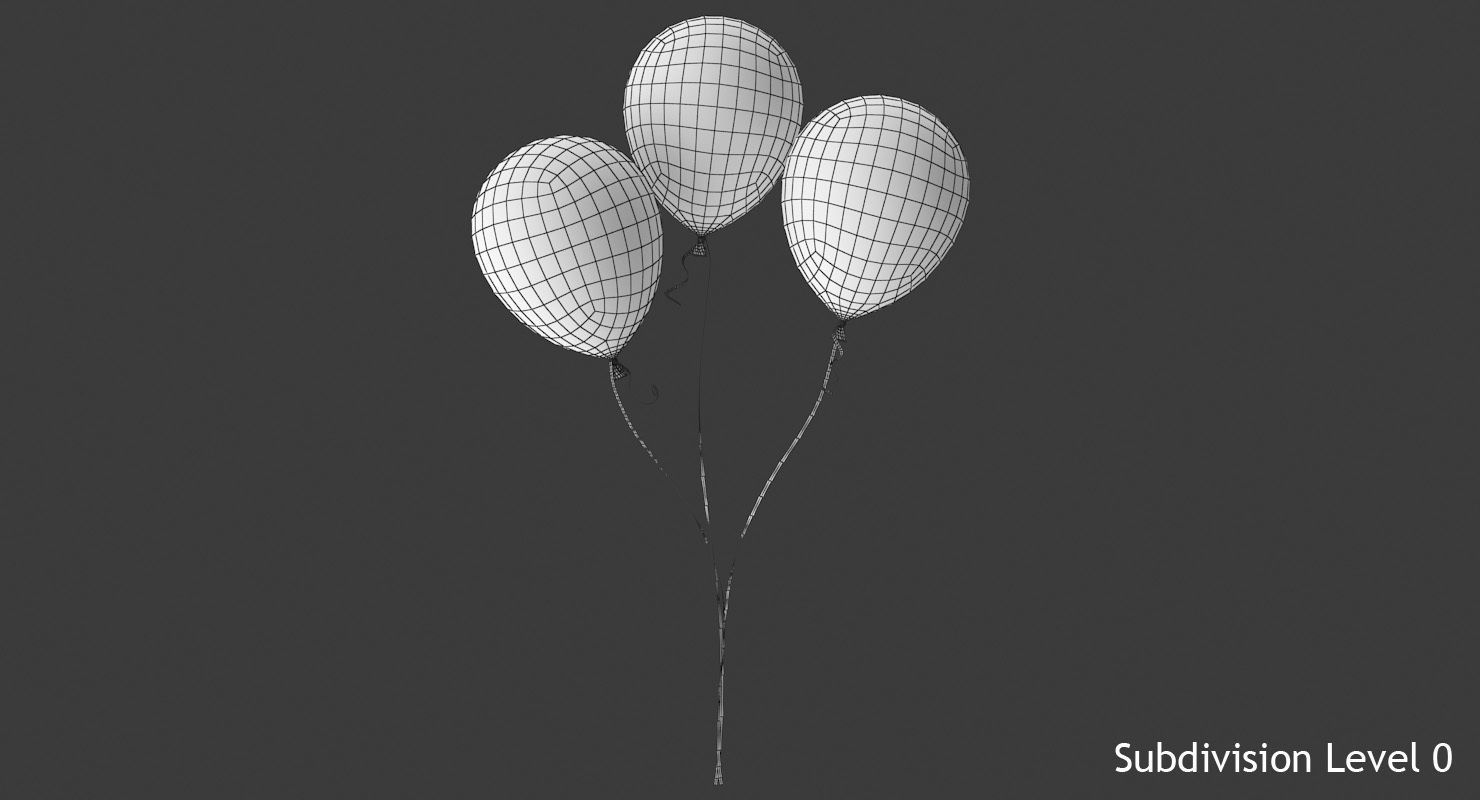 Colorful Balloons Low-poly 3D model_9
