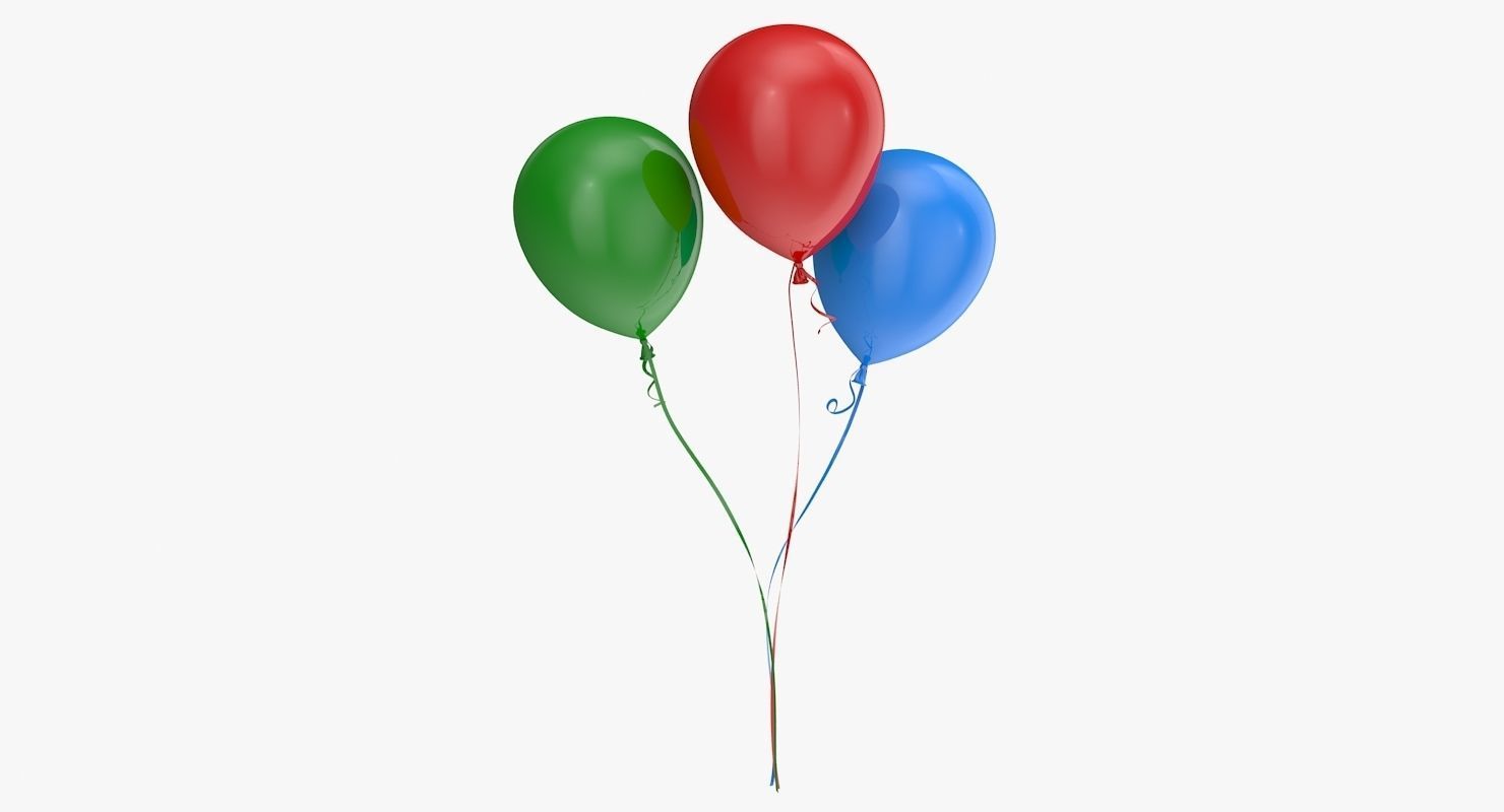 Colorful Balloons Low-poly 3D model_3