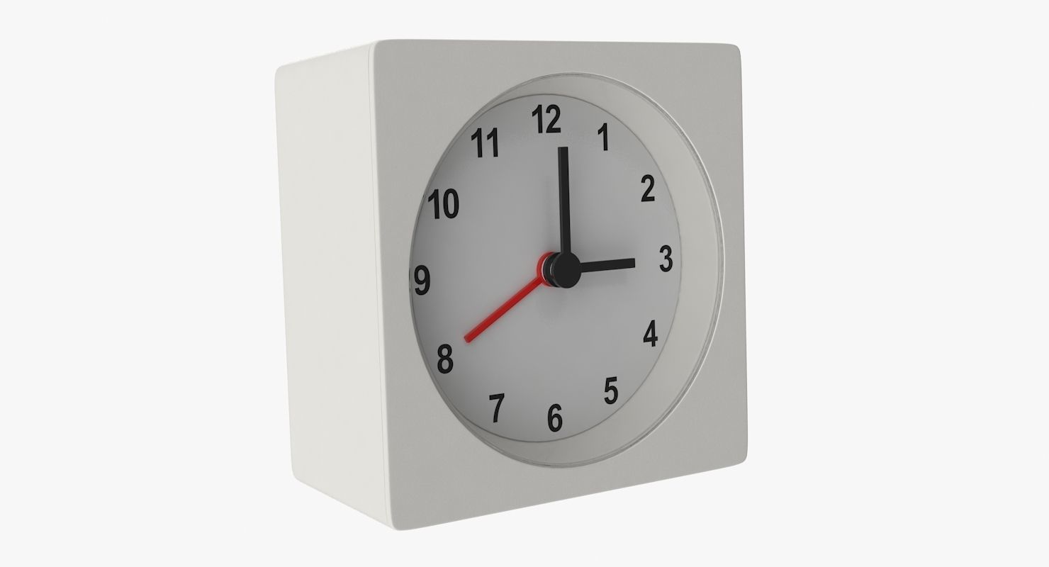 White Clock Low-poly 3D model_3