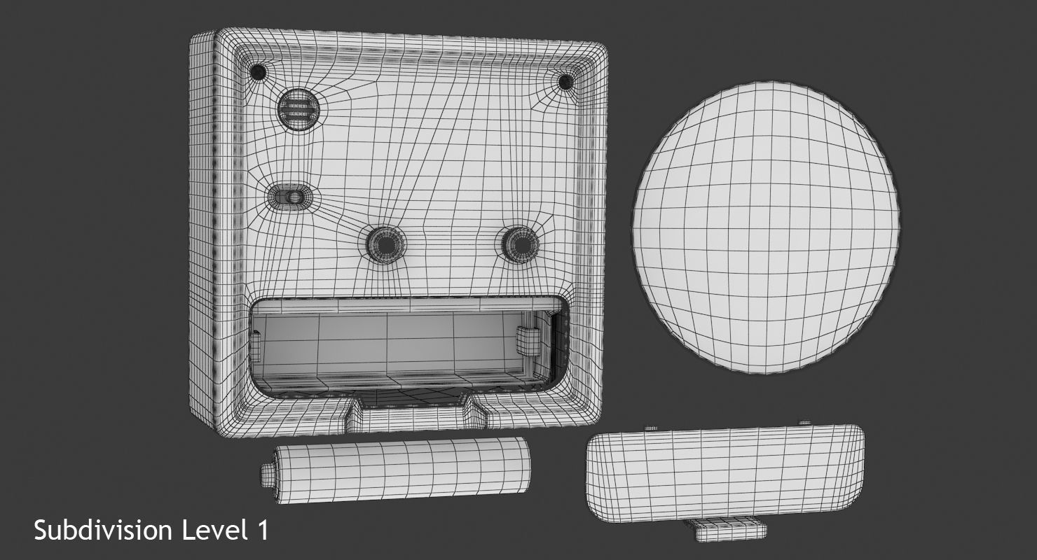 White Clock Low-poly 3D model_12