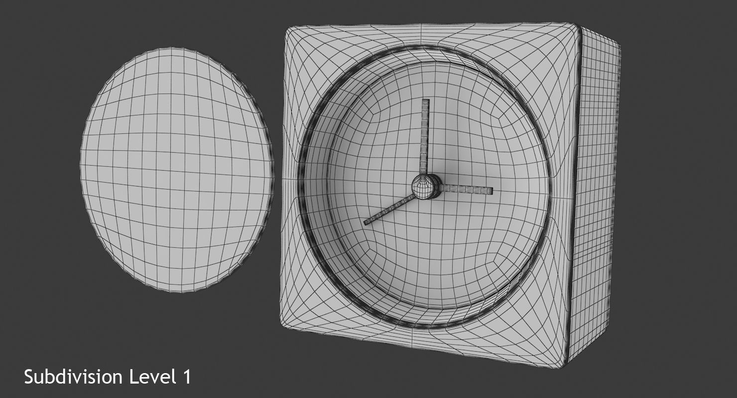 White Clock Low-poly 3D model_10
