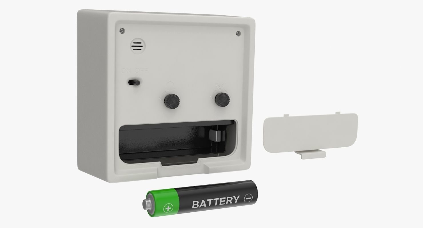 White Clock Low-poly 3D model_7