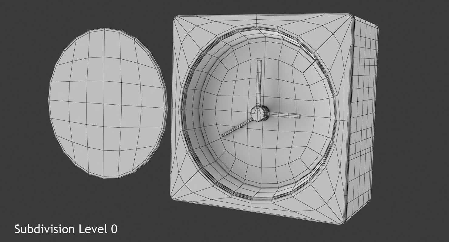 White Clock Low-poly 3D model_9