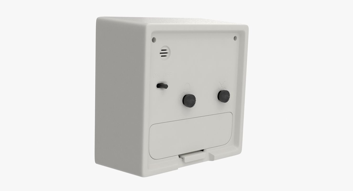 White Clock Low-poly 3D model_5