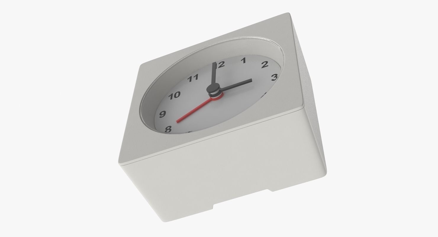 White Clock Low-poly 3D model_6