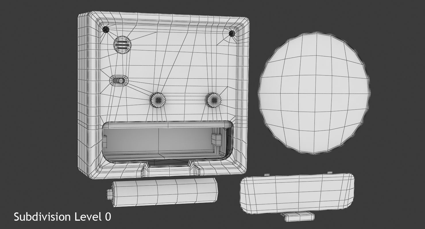 White Clock Low-poly 3D model_11