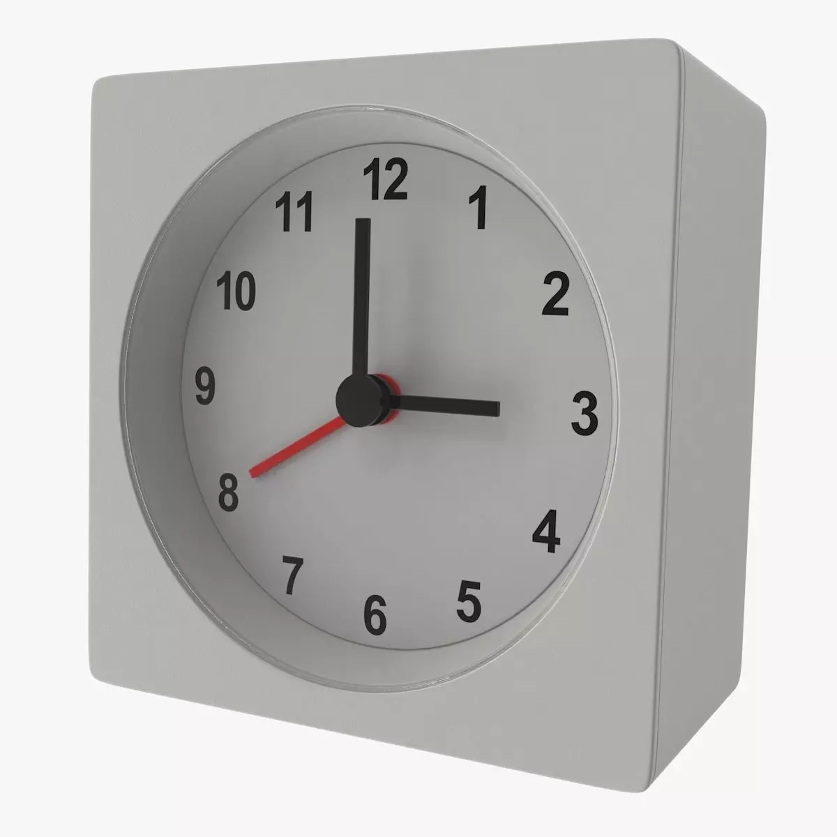 White Clock Low-poly 3D model_0