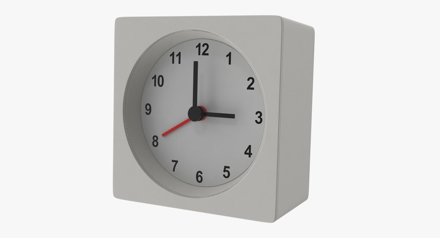 White Clock Low-poly 3D model_1