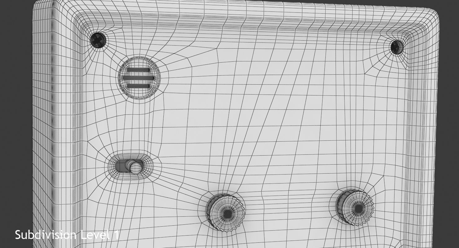 White Clock Low-poly 3D model_14