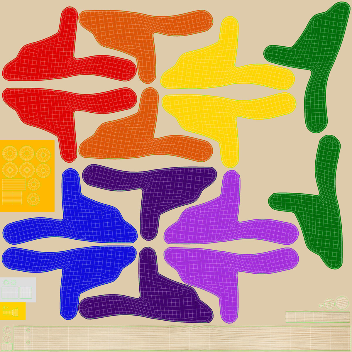 Pinwheel colorful on stick Low-poly 3D model_15