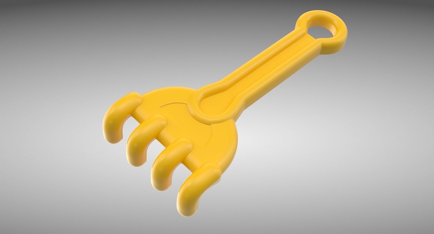 Toy Rake Low-poly 3D model_2