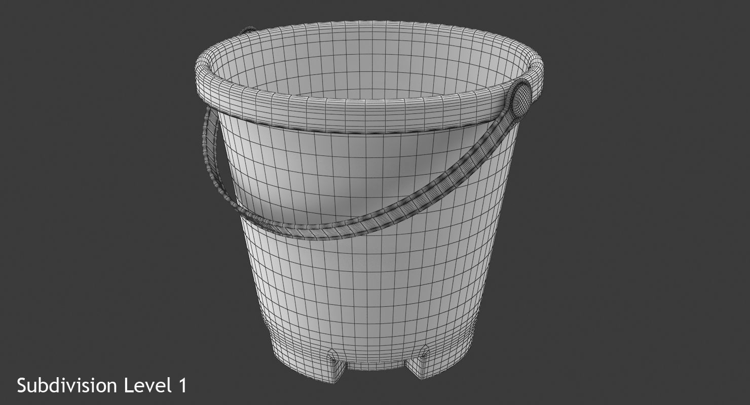 Toy Bucket Low-poly 3D model_10