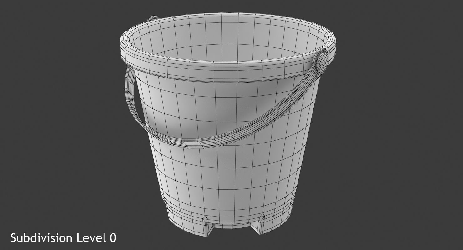 Toy Bucket Low-poly 3D model_9
