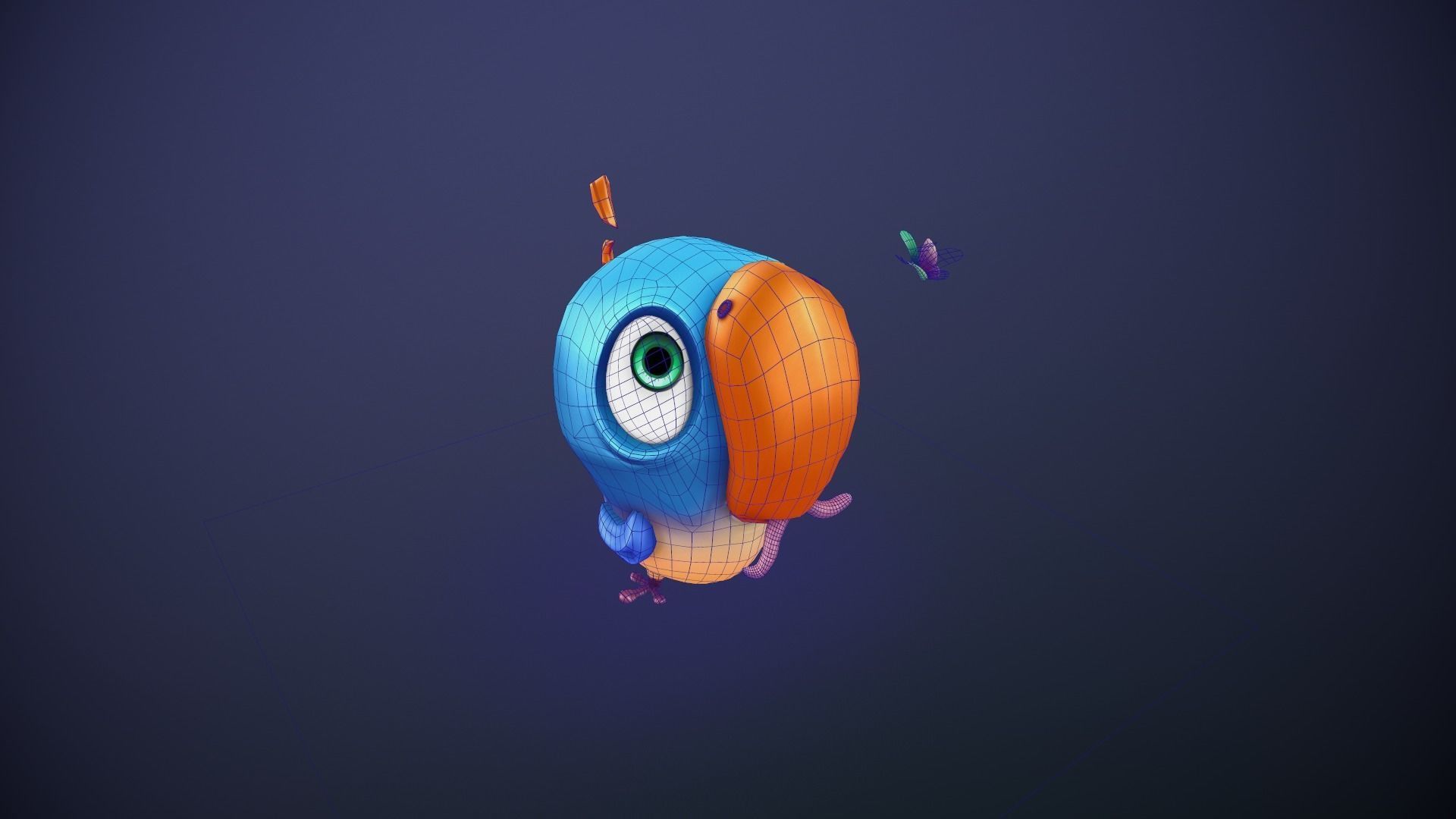 Hand painted bird Low-poly 3D model_2