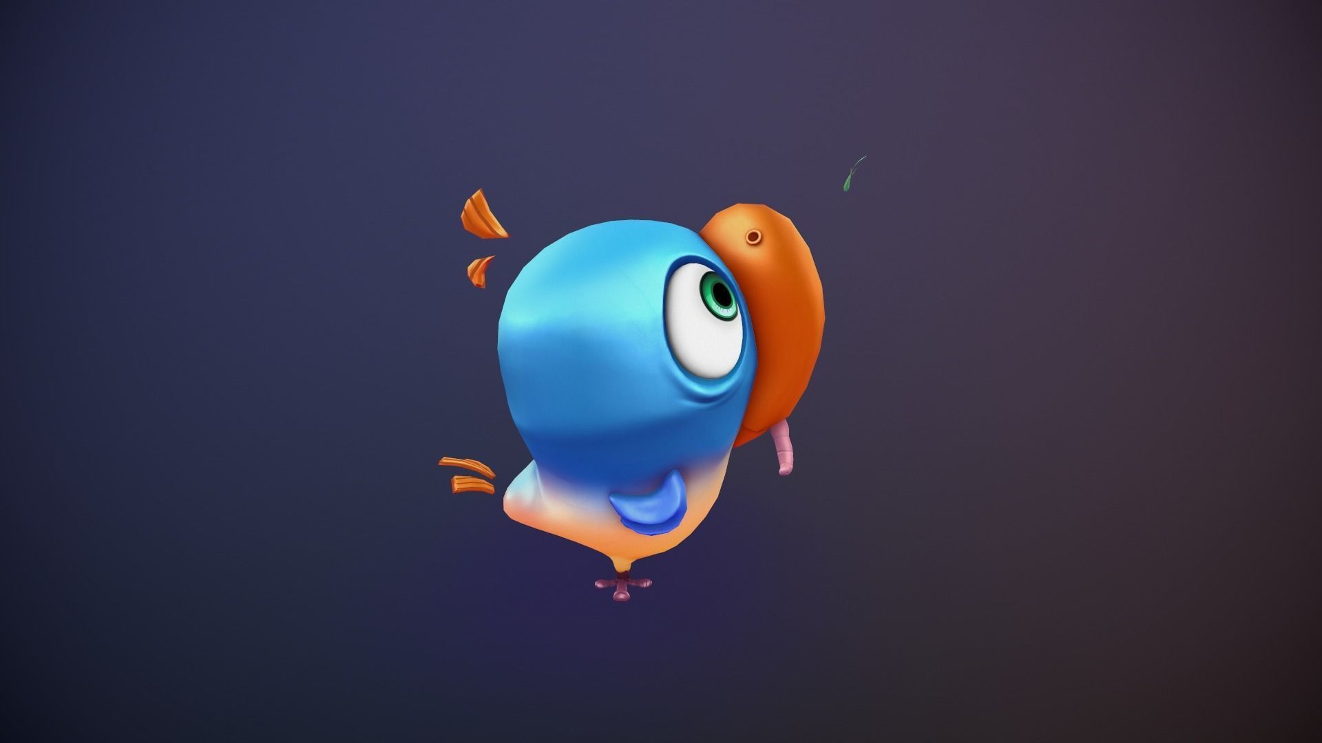 Hand painted bird Low-poly 3D model_6